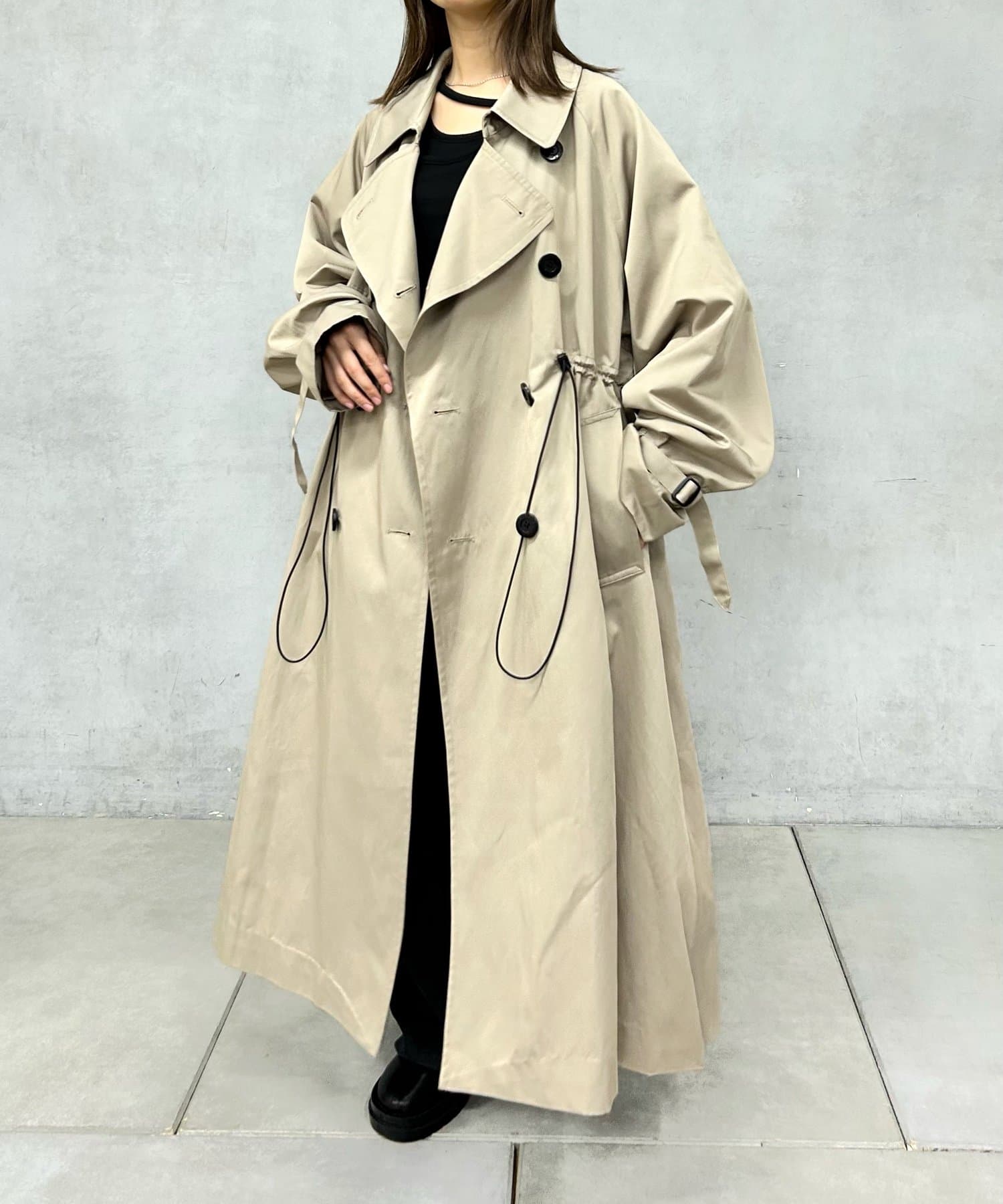 60s vintage trench coat チャコールグレー