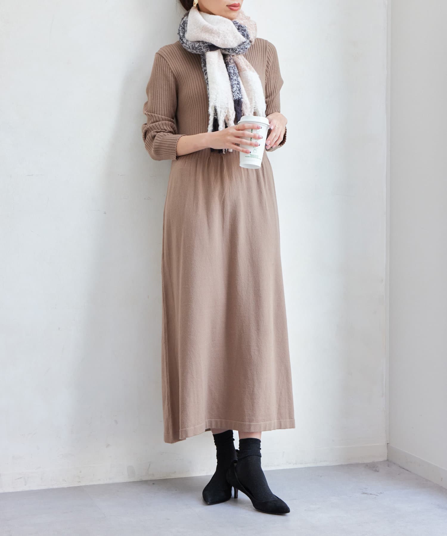 Chez toi(シェトワ) ブロックチェックストール