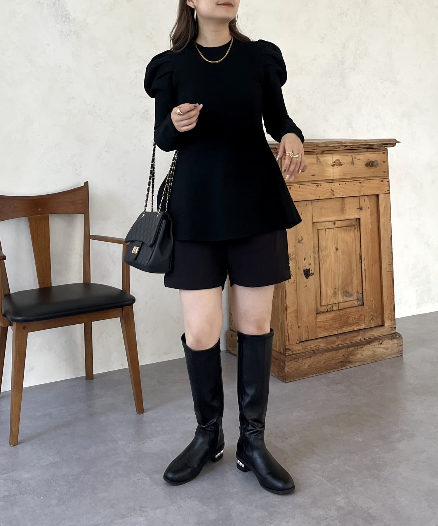 prose verse(プロズヴェール) パフスリーブペプラムニット