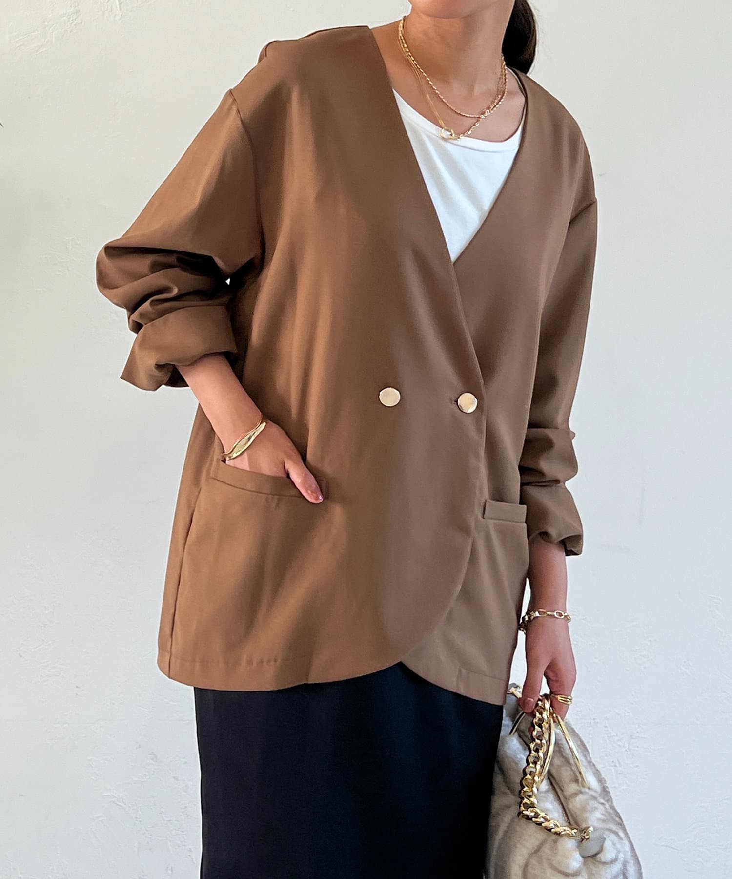 un dix cors(アンディコール) 金釦ノーカラージャケット