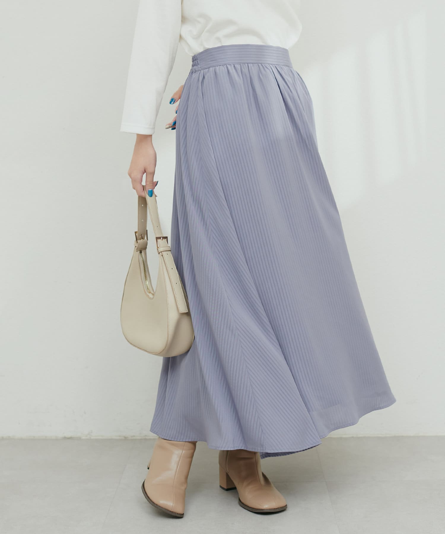 natural couture(ナチュラルクチュール) シアーストライプギャザースカート