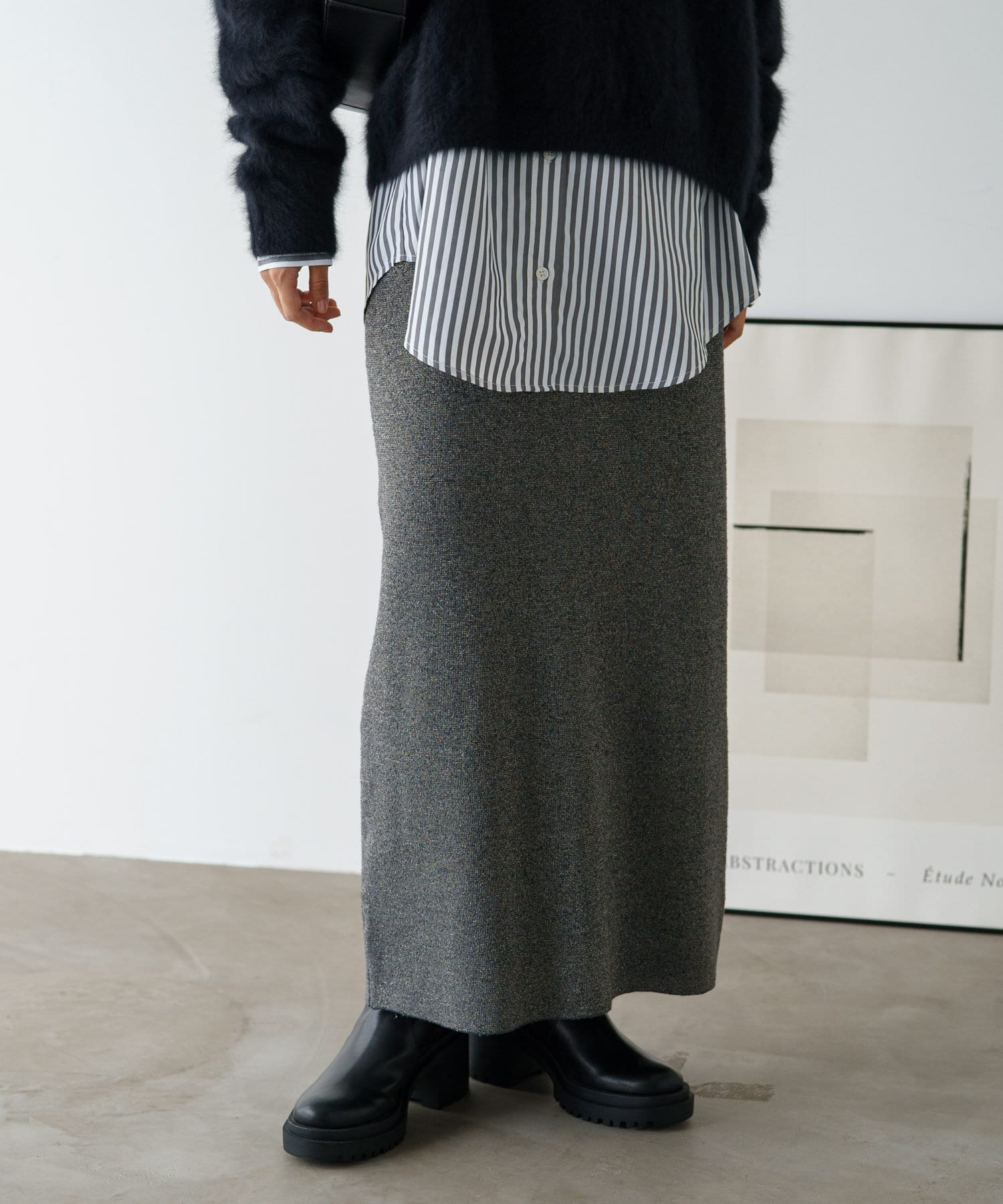 Omekashi(オメカシ) 【さりげないラメ感が着やすい】ラメニットスカート