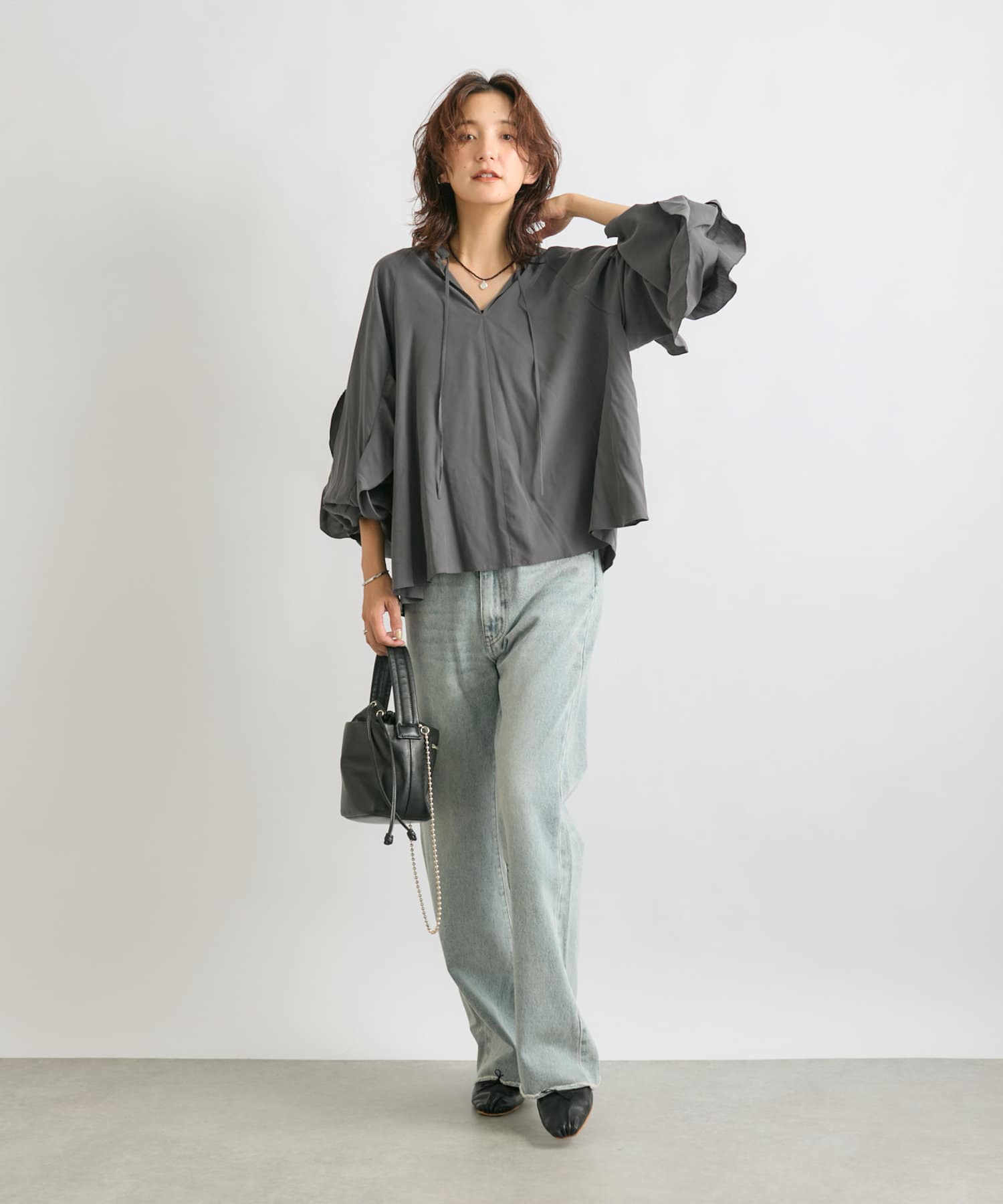 RIVE DROITE MONN.:. (モン) SLIT DENIM グレー