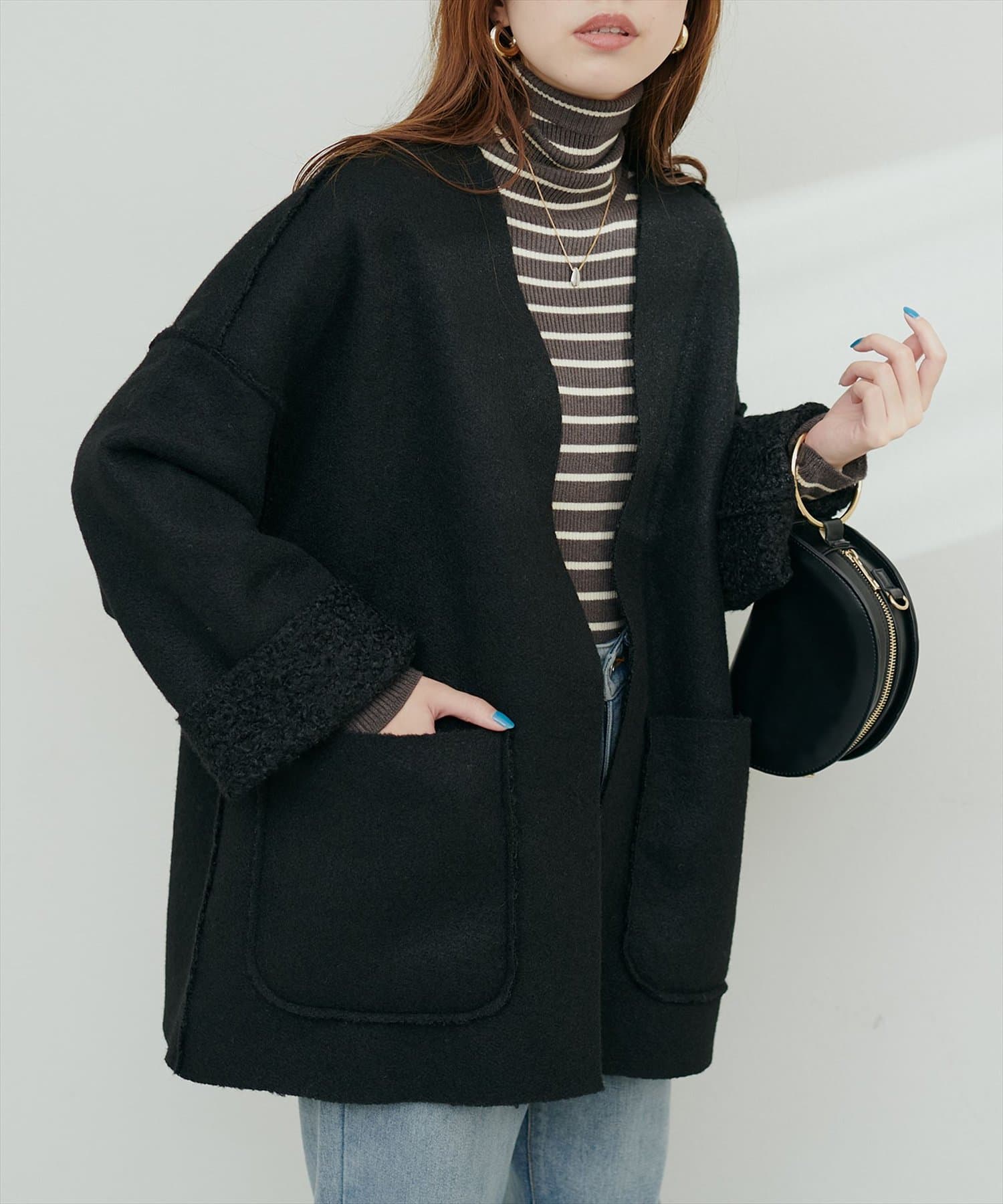 bow.a リバーシブルウールコート　エクリュ bow.a リバーシブルウールコートエクリュ