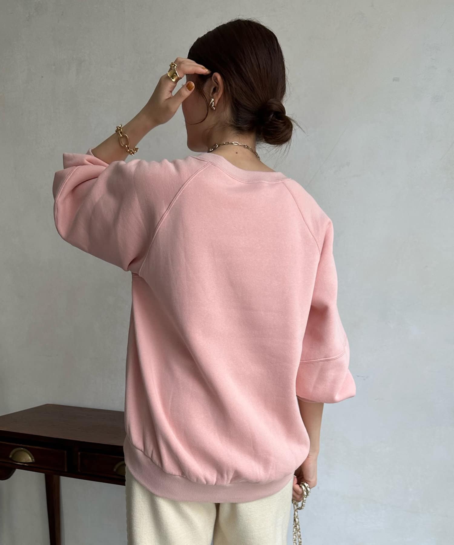 DOUDOU(ドゥドゥ) 【WEB限定】 裏起毛エンボスロゴトップス