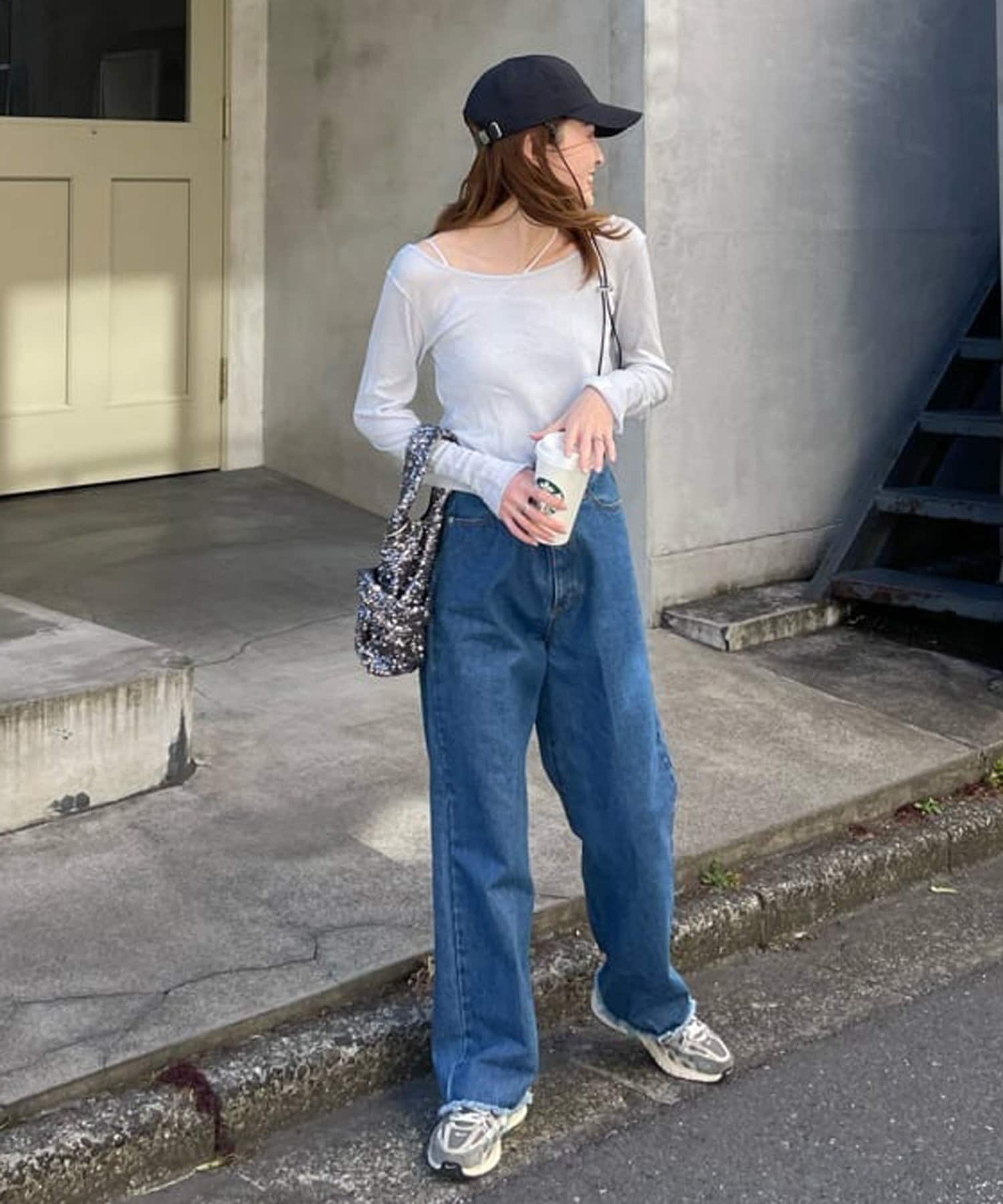 shay／シェイ】シアーワッフルロンT×カップ付キャミ(セット
