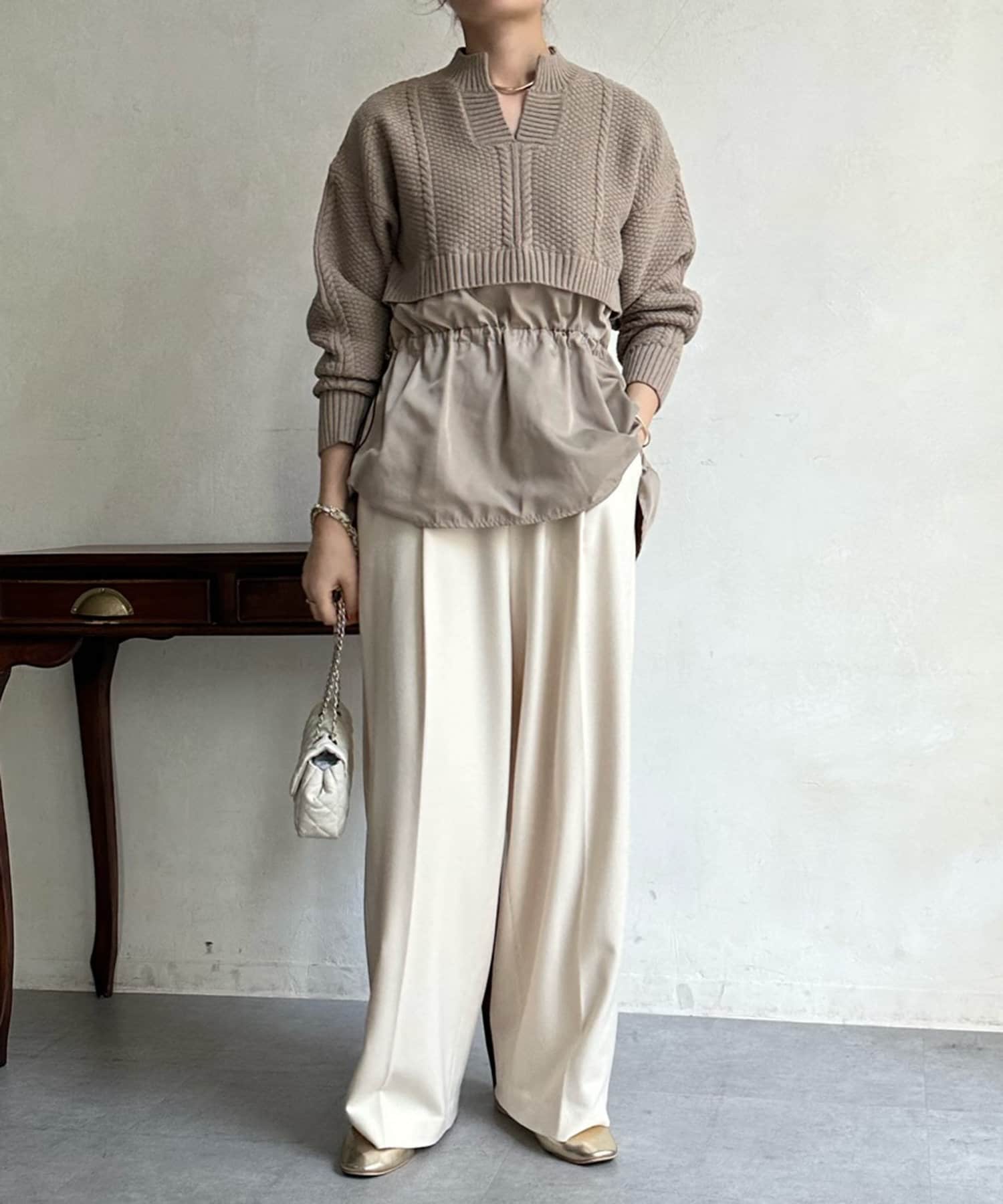 【あいちゃん様】DOUDOU 長袖 ニット ブラウス ドッキング ブラック セール 66%OFF】ドッキングニットブラウス(504414306) | コカ