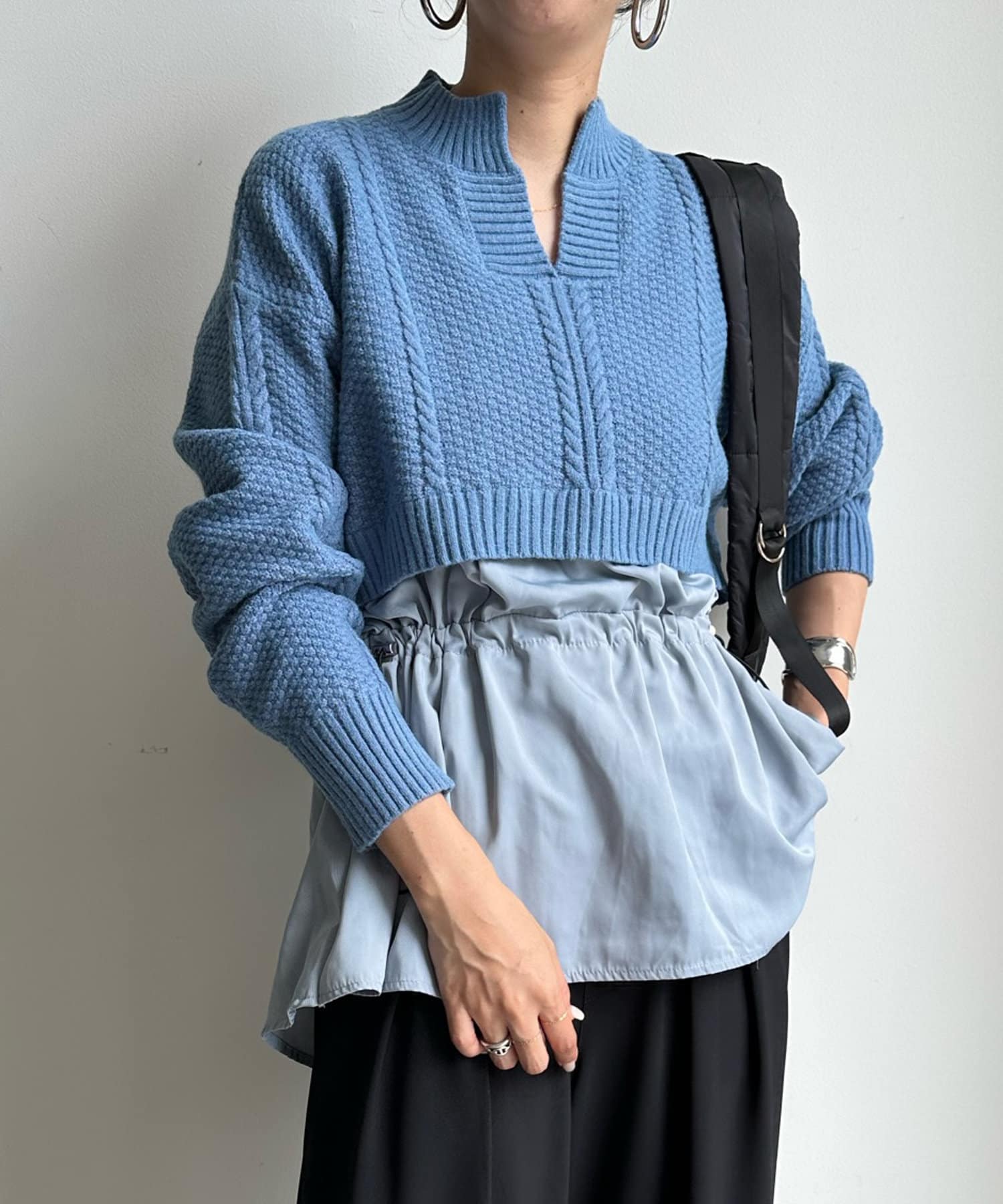 DOUDOU(ドゥドゥ) 【WEB限定】ドッキングドロストニットトップス