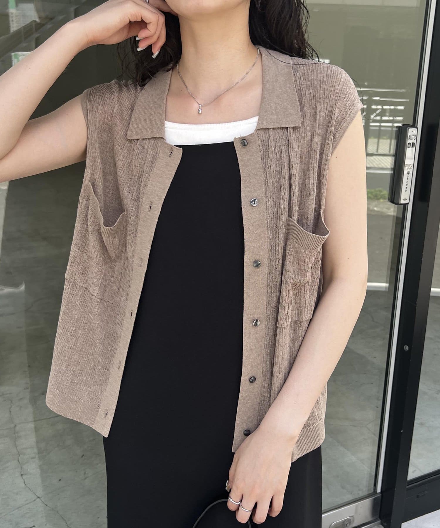 CAPRICIEUX LE'MAGE】襟付シアーノースリカーディガン | OUTLET