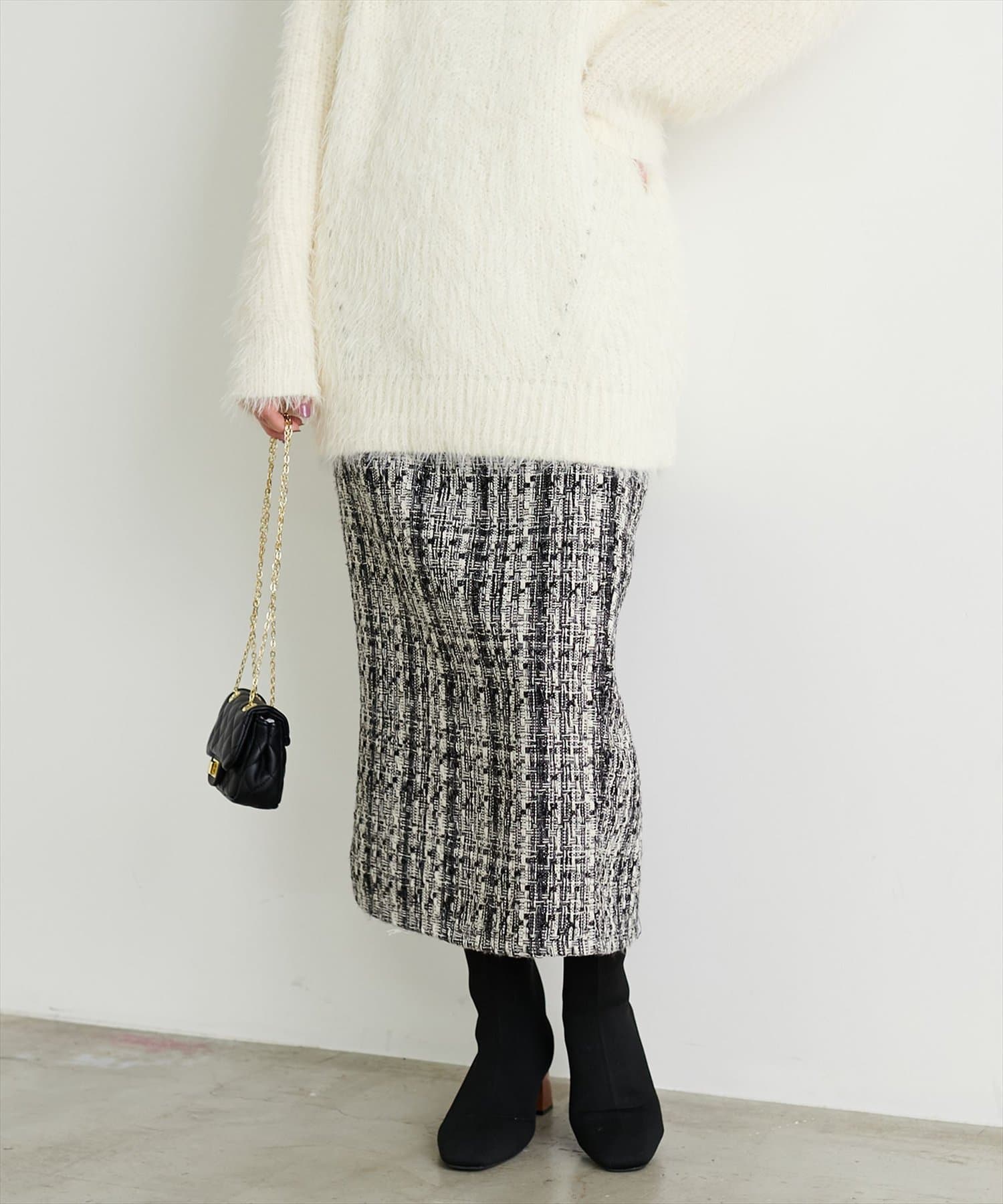 MIXツイードタイトスカート | natural couture(ナチュラルクチュール