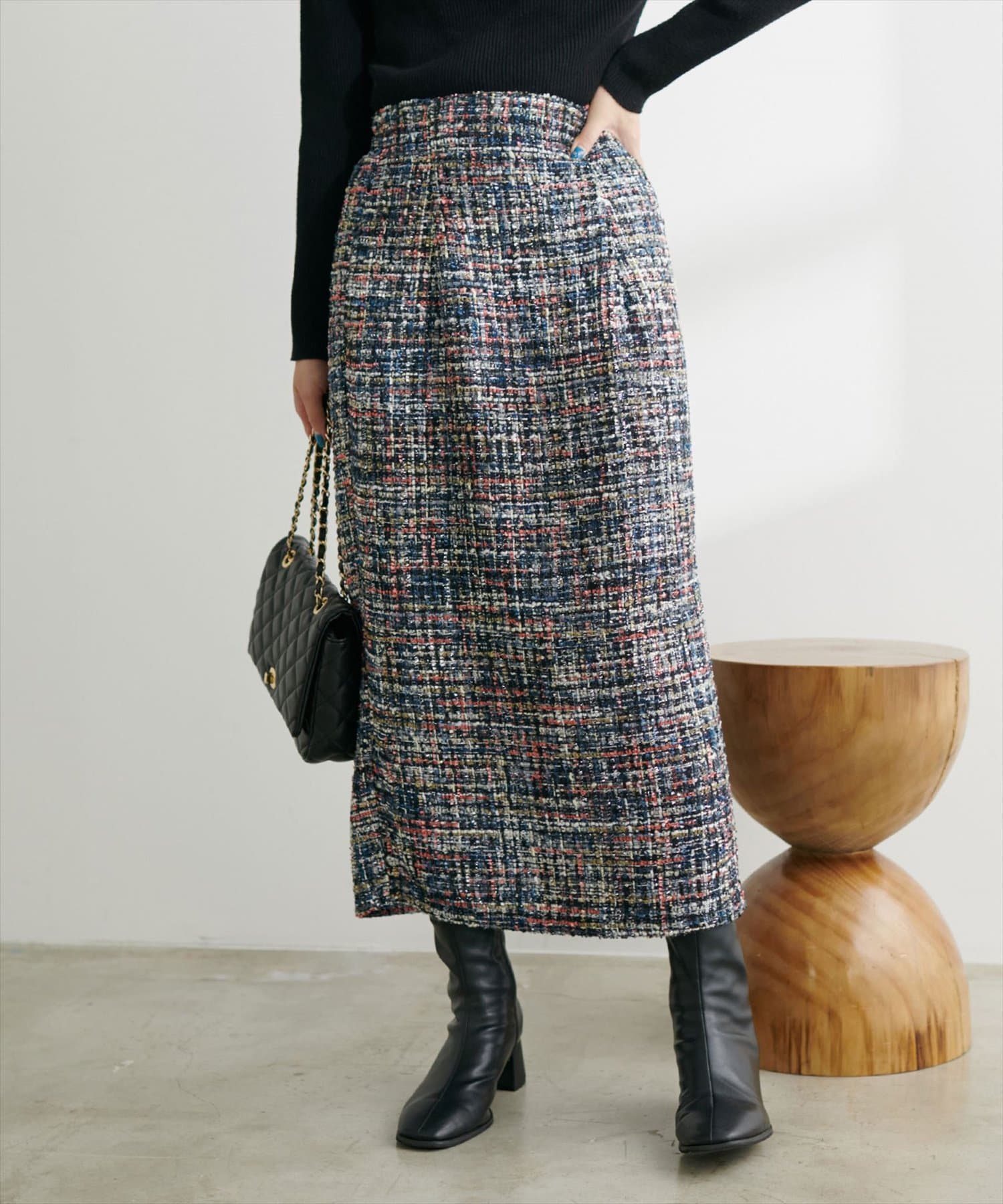 MIXツイードタイトスカート | natural couture(ナチュラルクチュール