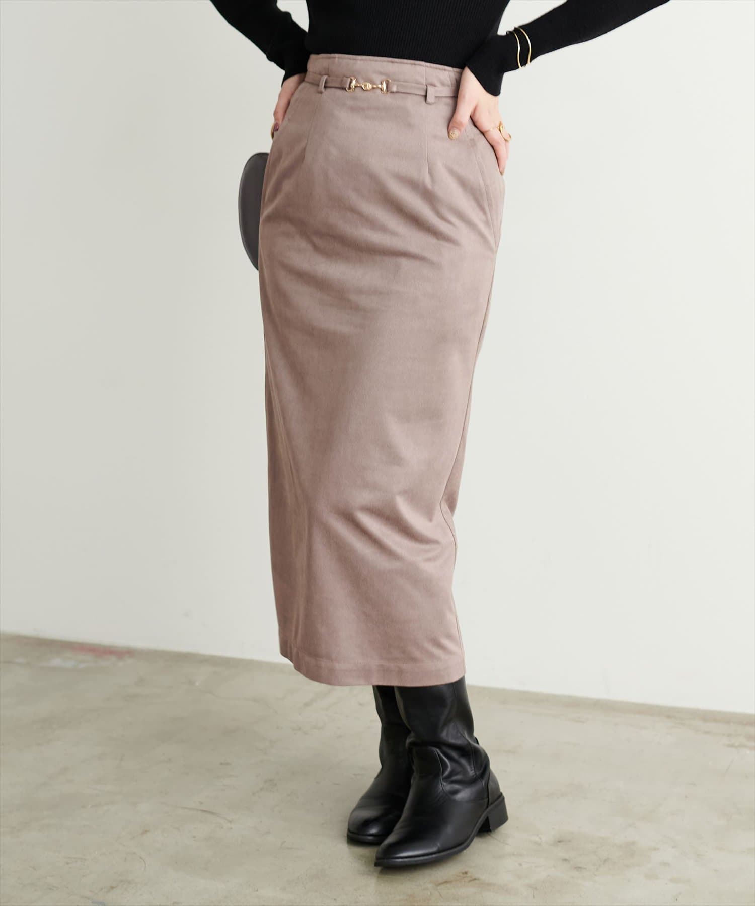 スエードベルト付きスカート | natural couture(ナチュラルクチュール