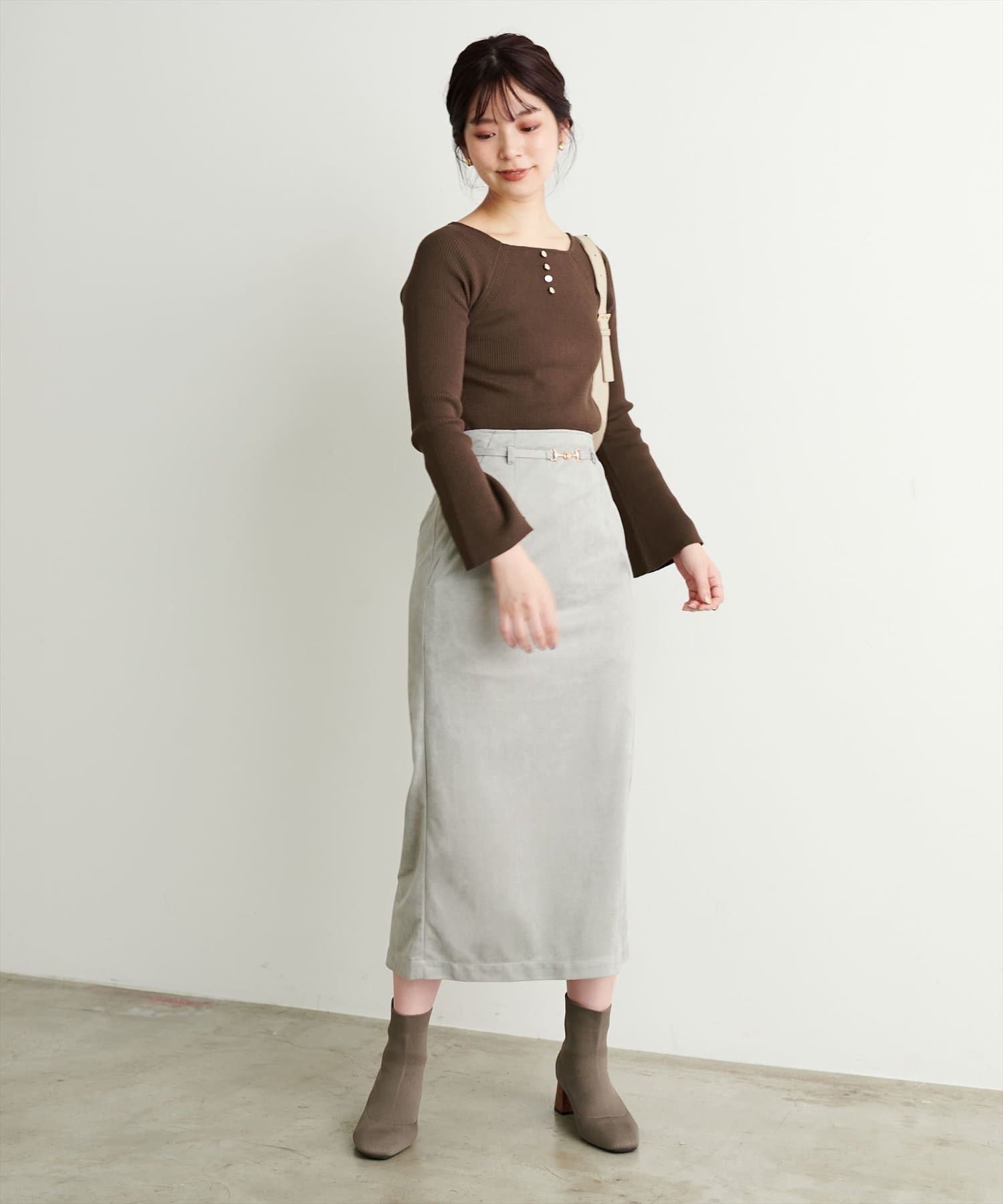 natural couture(ナチュラルクチュール) スエードベルト付きスカート