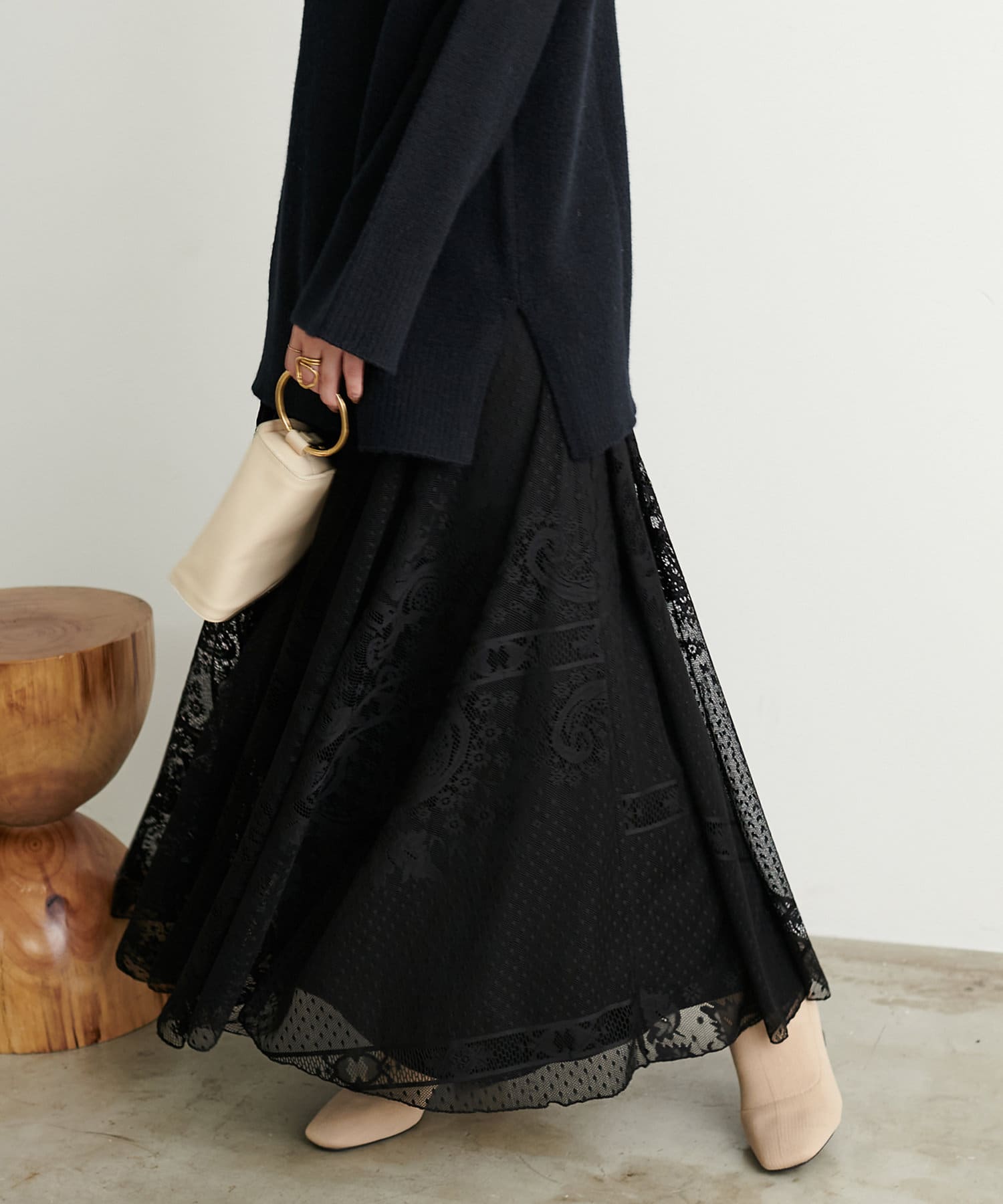 natural couture(ナチュラルクチュール) メッシュレーススカート