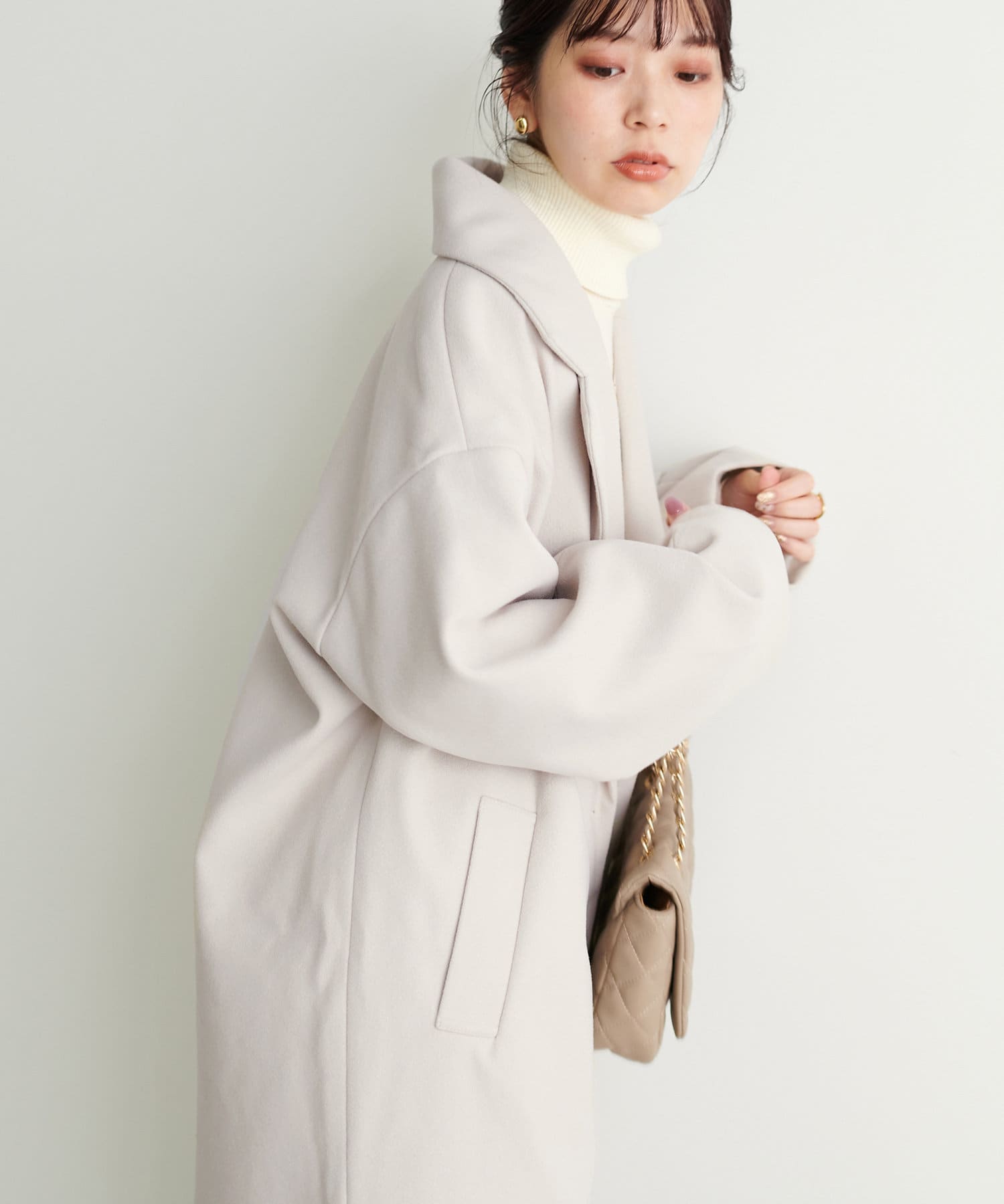 ニットモッサ袖タックチェスターコート | natural couture(ナチュラル