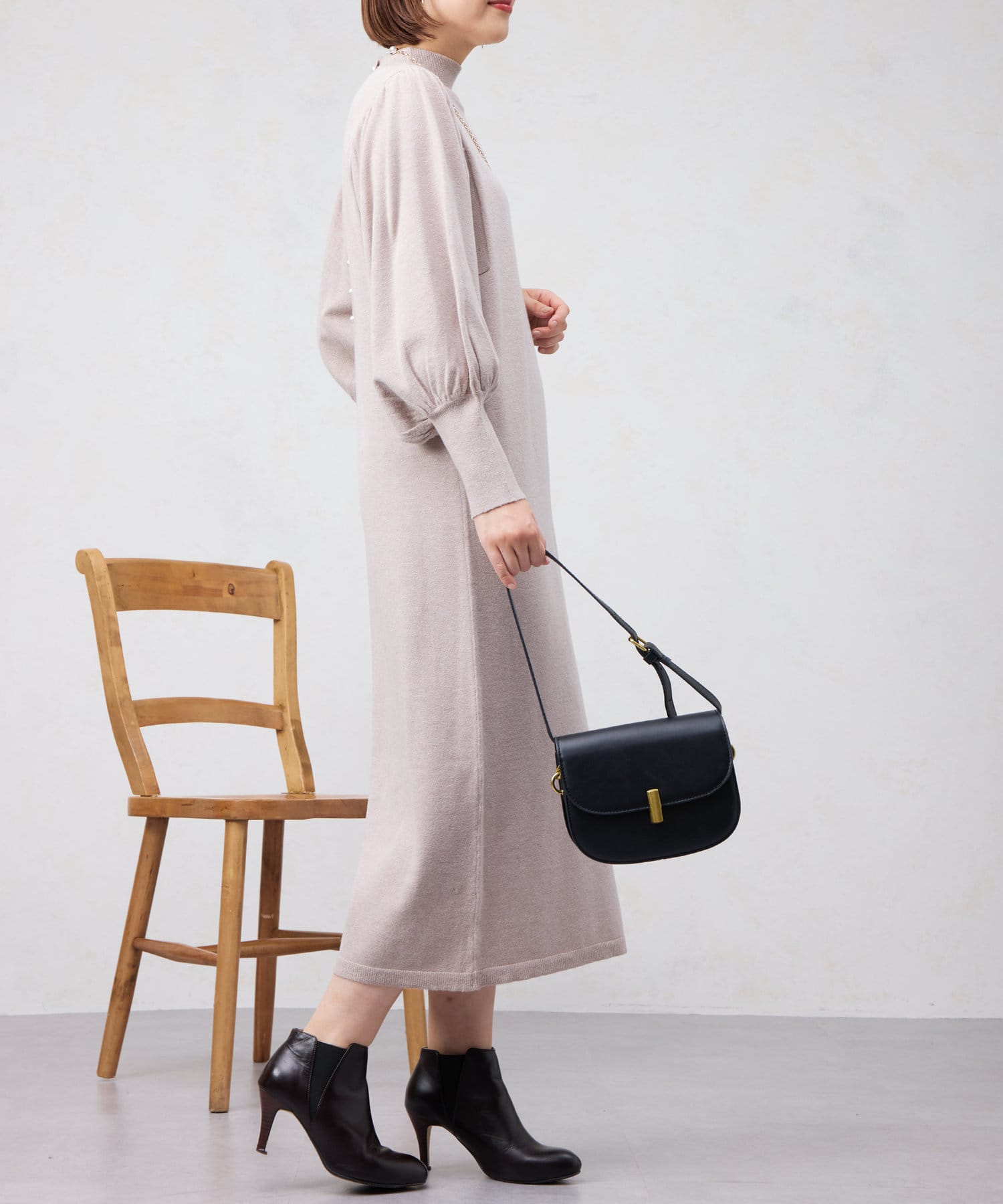 Rene ニットワンピース ポケット バックボタンニットワンピース ルネ 36 Rene ニットワンピース ポケット バックボタンニットワンピース