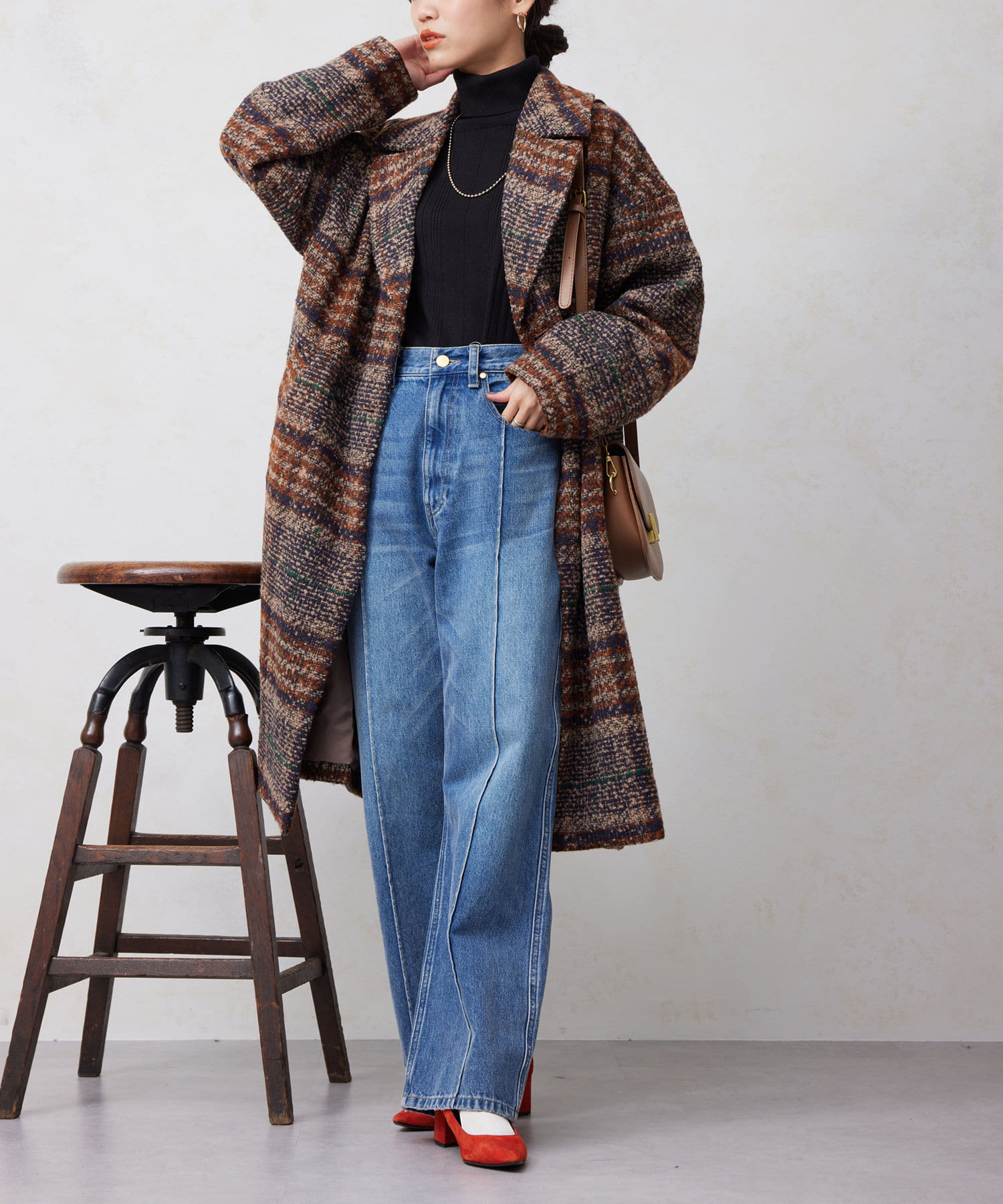 theyonチェックコート theyonチェックコート theyonチェックコート