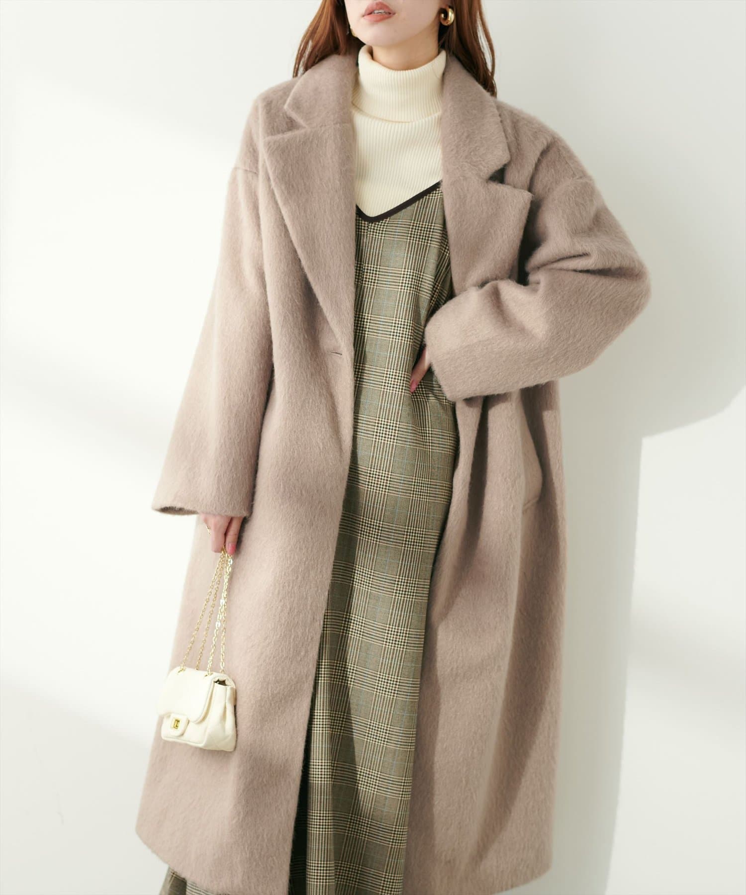 ニットシャギー袖タックチェスターコート | natural couture