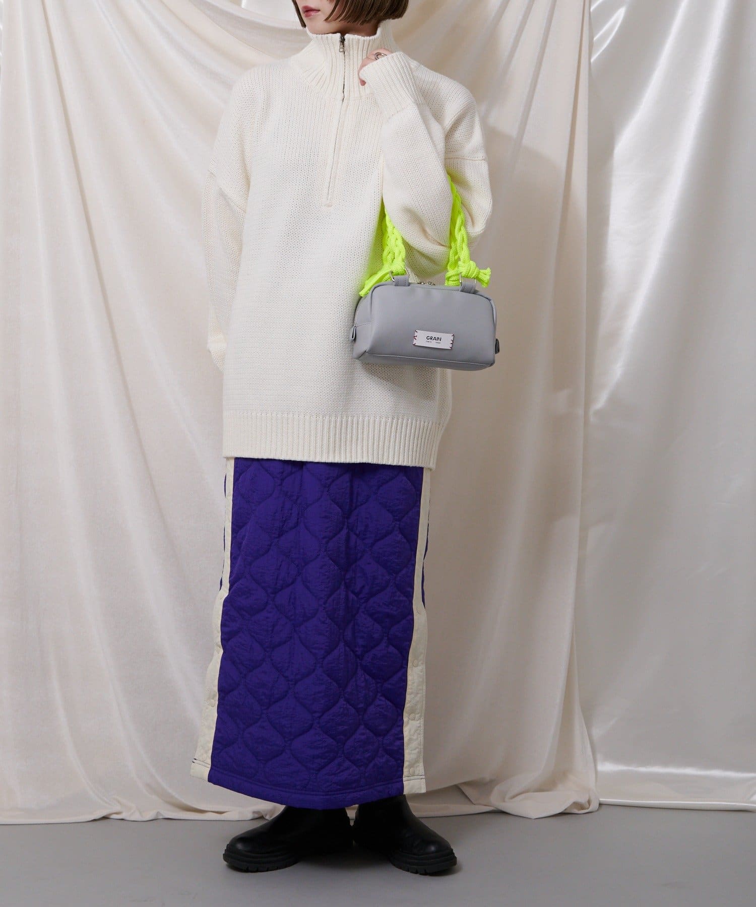 CIAOPANIC(チャオパニック) 【GRAIN/グレイン】 三つ編みハンドルボストン #Grouse