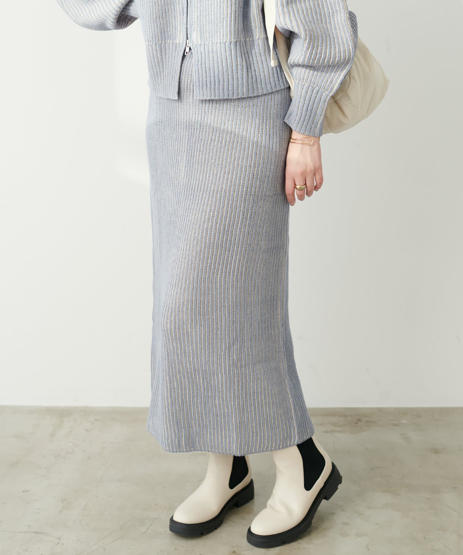 natural couture(ナチュラルクチュール) 両畦ストライプタイトスカート