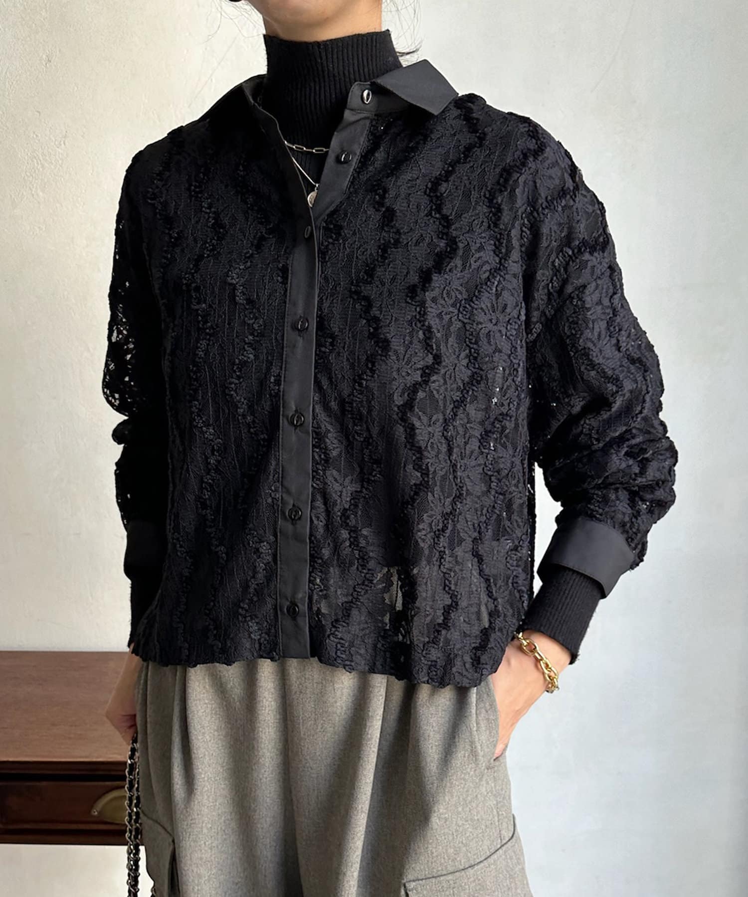 DOUDOU(ドゥドゥ) 【WEB限定】切替シアーシャツ
