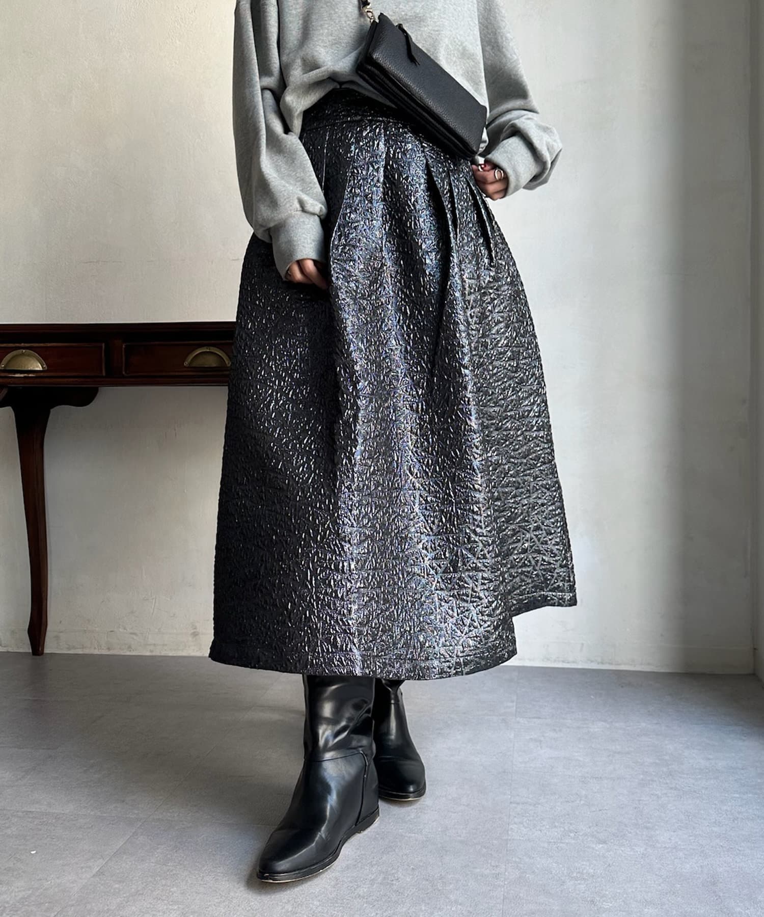 DOUDOU(ドゥドゥ)スカート 柄 ミモレ　フレアメルカリでハロウィン