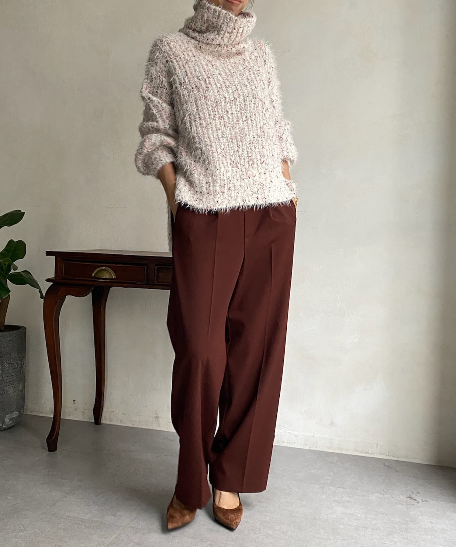 ♡ページ WEB限定】 ファンシーヤーンオフタートルニット | DOUDOU(ドゥドゥ