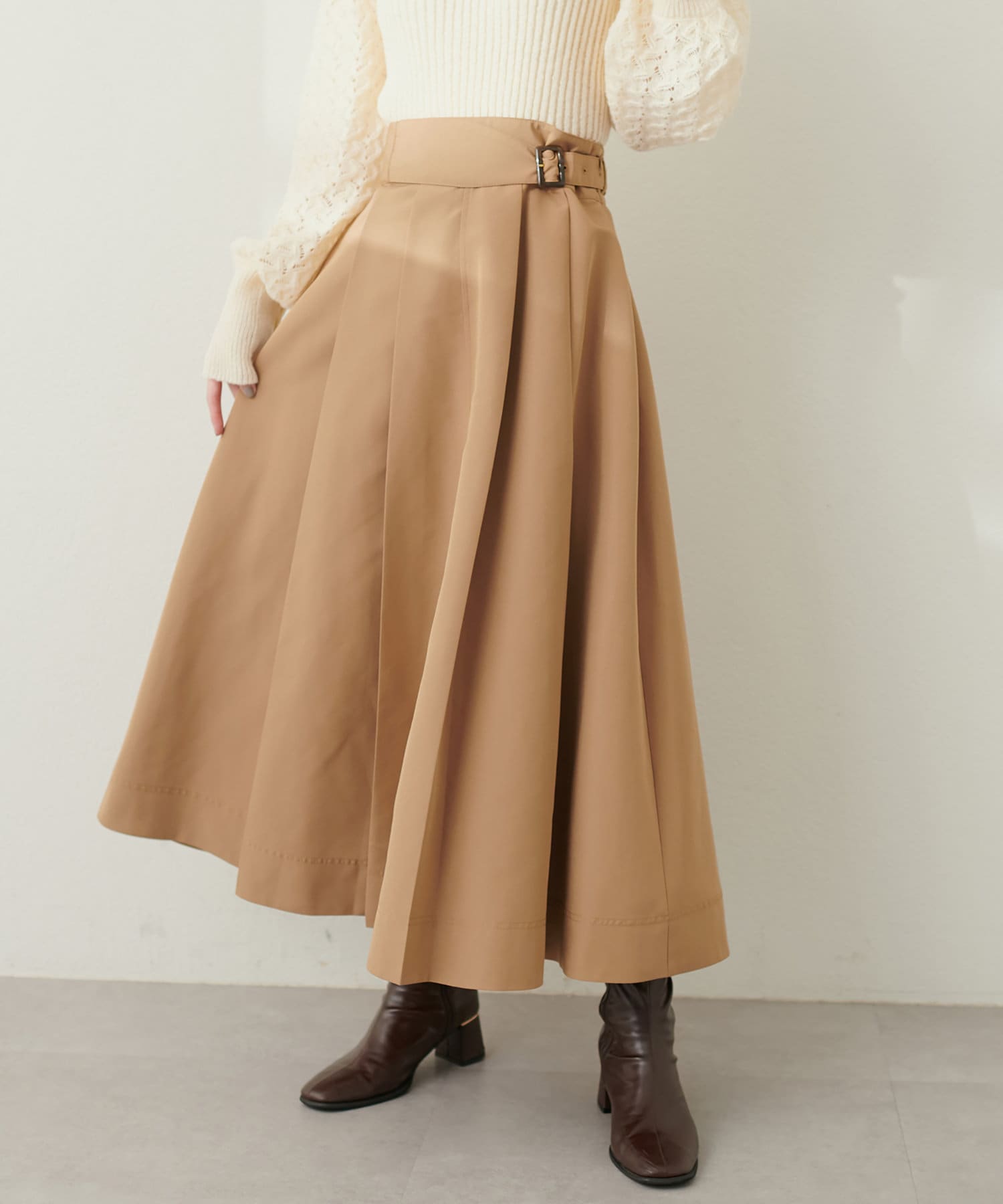 アシメベルトタックスカート | natural couture(ナチュラルクチュール