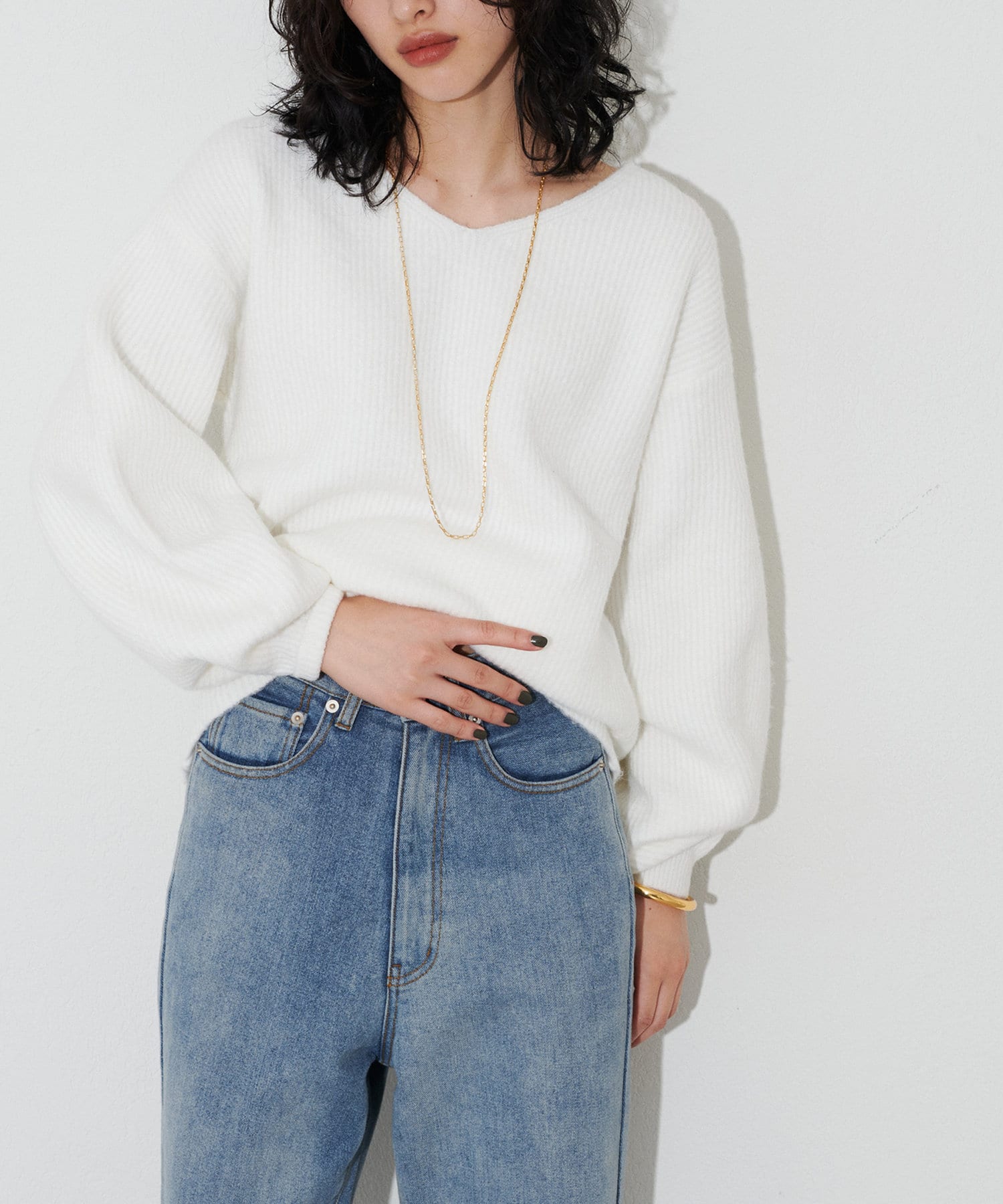 LARUTA(ラルータ) ウール混もちもち2WAY畦ニット