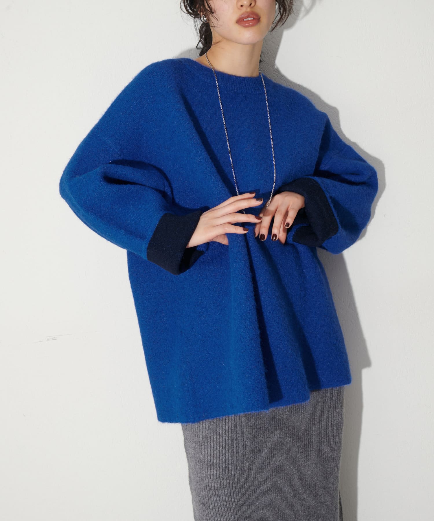 LARUTA(ラルータ) ジャガード袖口配色ニット