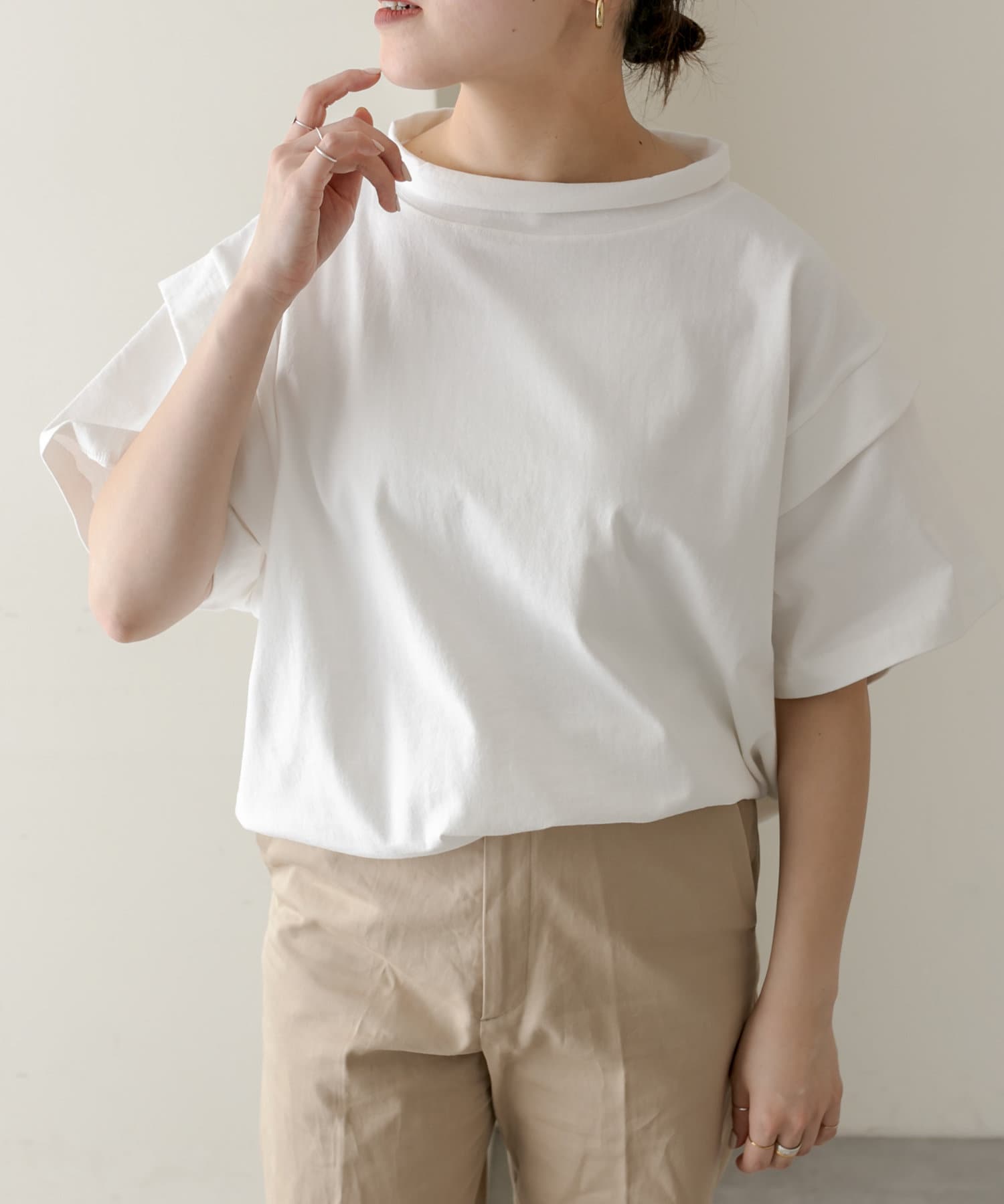 イアパピヨネ　SUM1STYLE　美品　レイヤード風トップス　オーバーサイズT⭐︎ ear PAPILLONNER（イアパピヨネ）の「レイヤード風切り替え