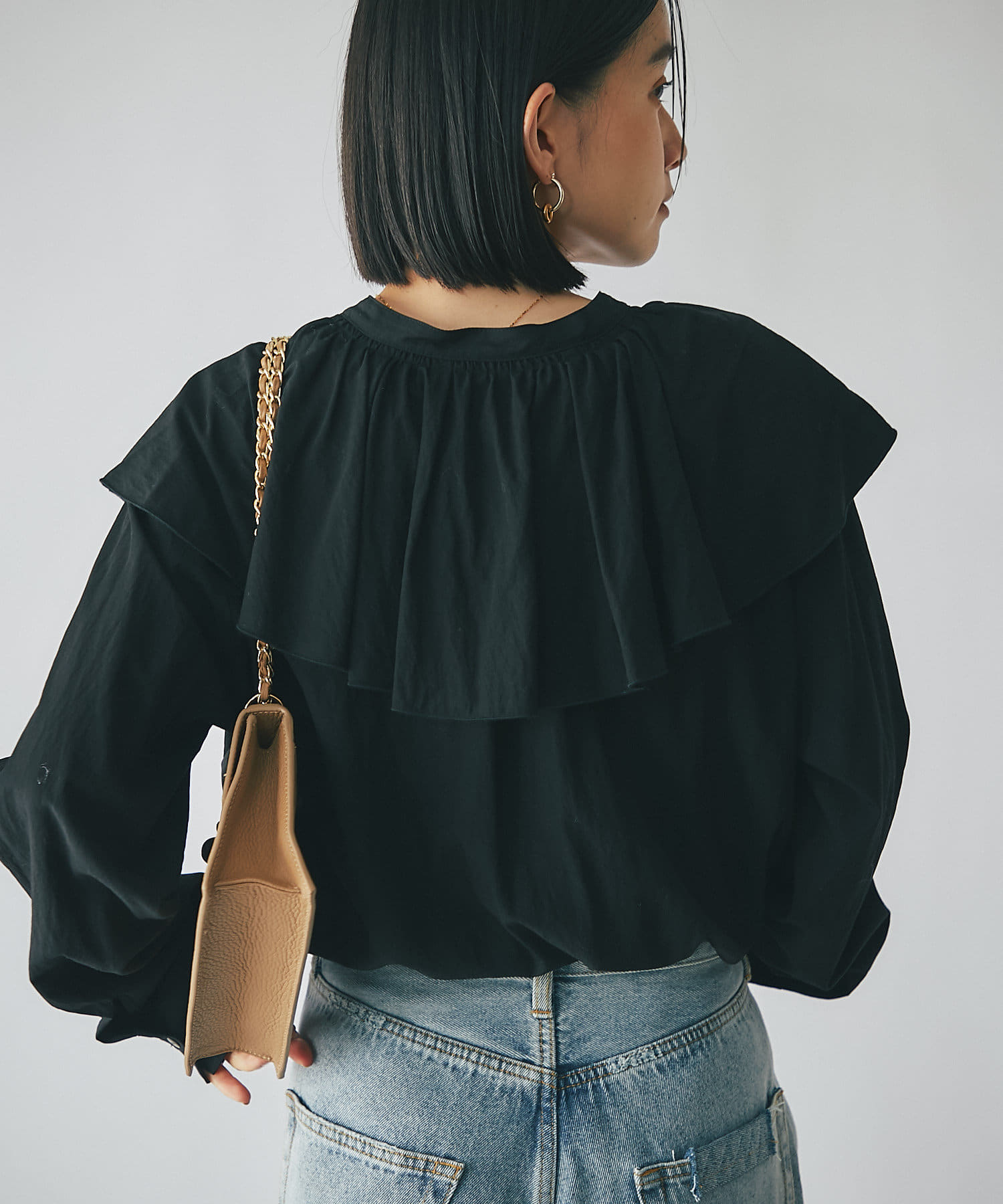 OUTLET(アウトレット) 【RIVE DROITE】フリルカラーブラウス