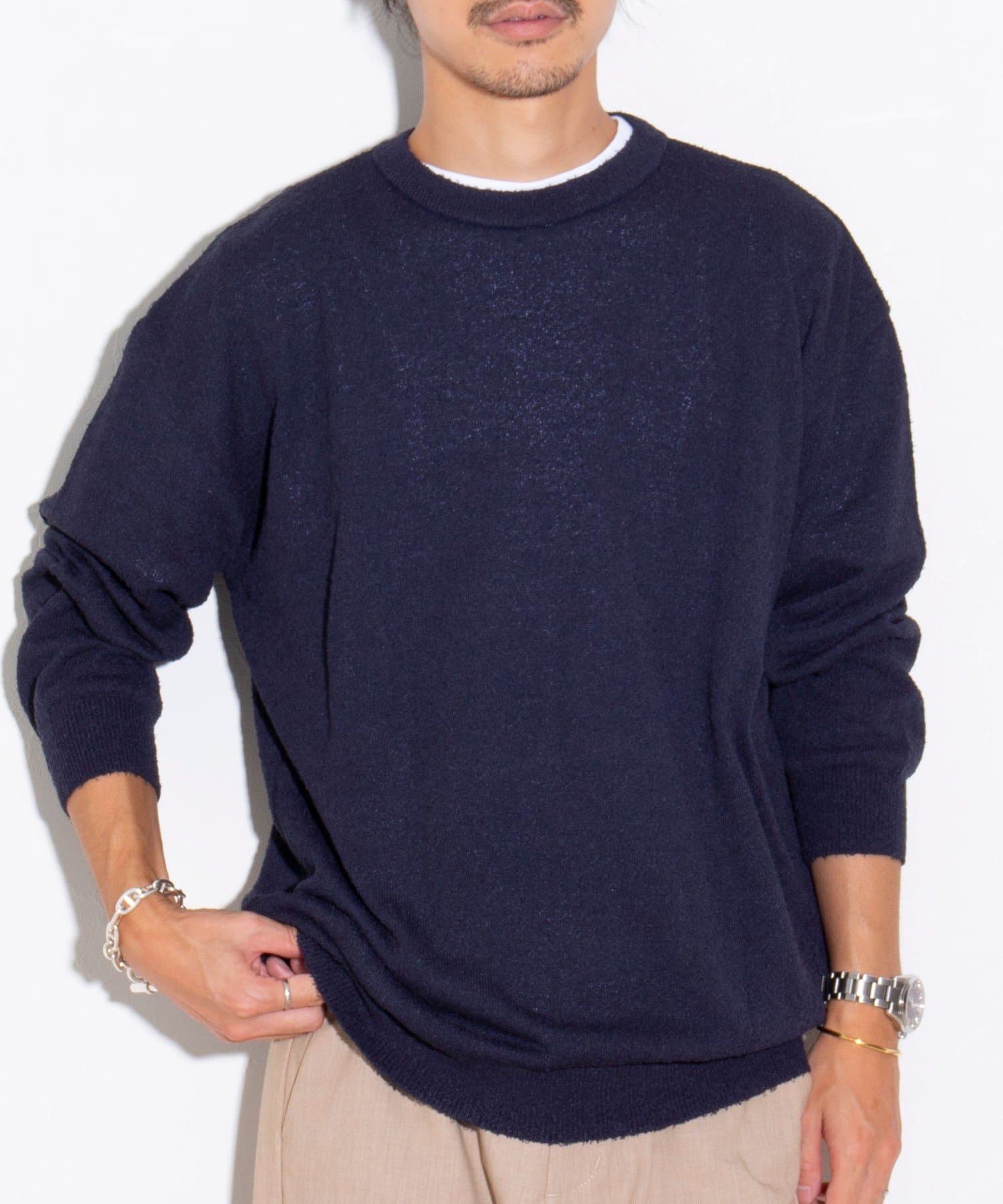 FREDY & GLOSTER(フレディ アンド グロスター) 【GLOSTER】ACカールスムース編みクルーネックプルオーバー