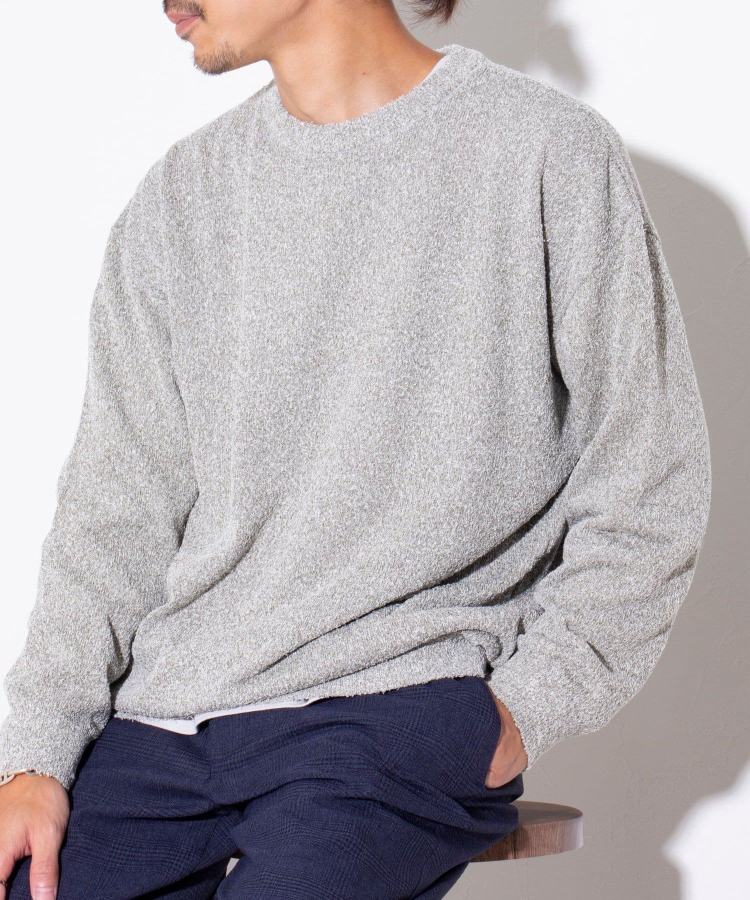 FREDY & GLOSTER(フレディ アンド グロスター) 【GLOSTER】ACカールスムース編みクルーネックプルオーバー