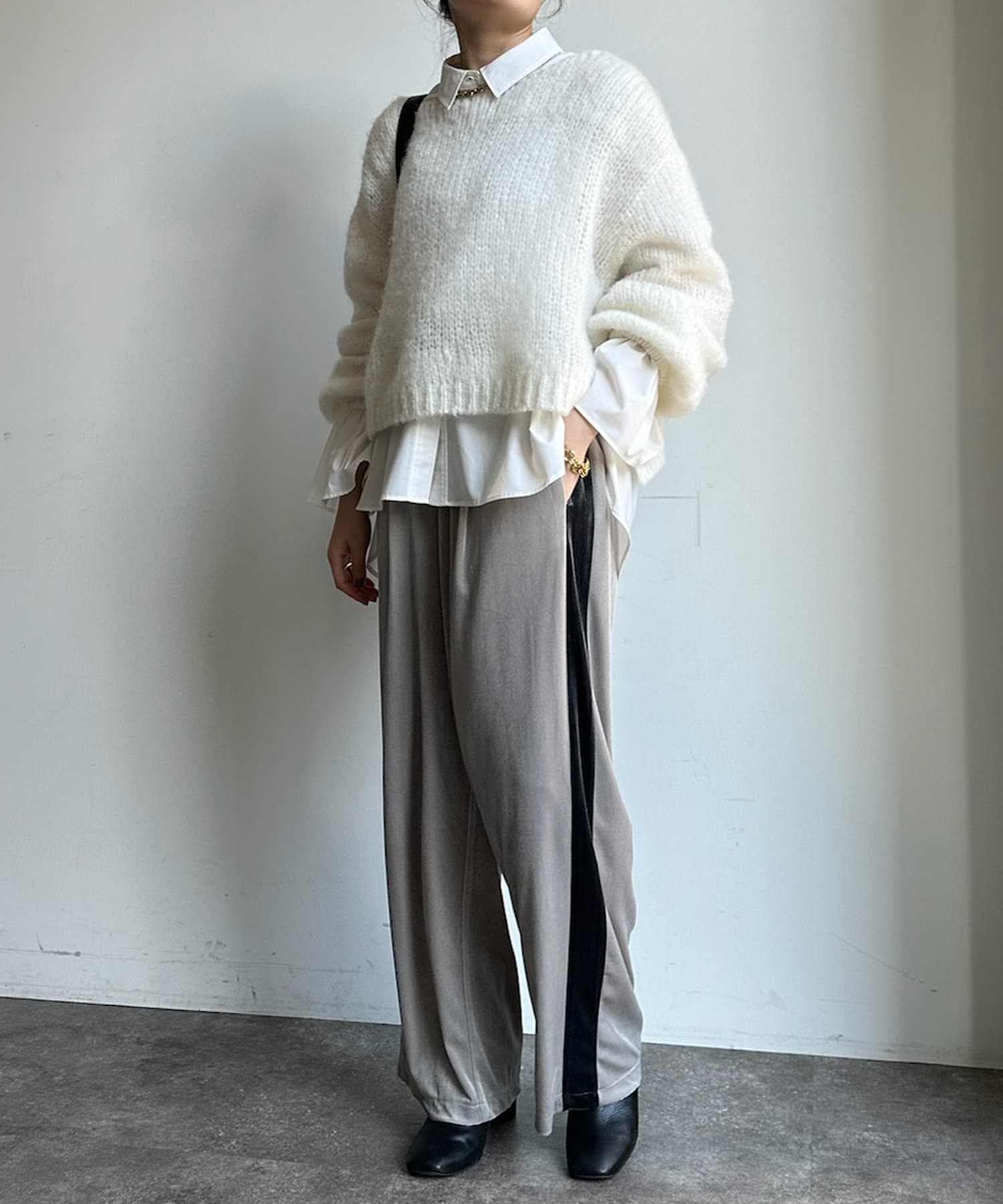 PHEENY サイドライン ベロアパンツ MAISON BREEZE reveur サイドライン ベロアパンツ ワイドパンツ