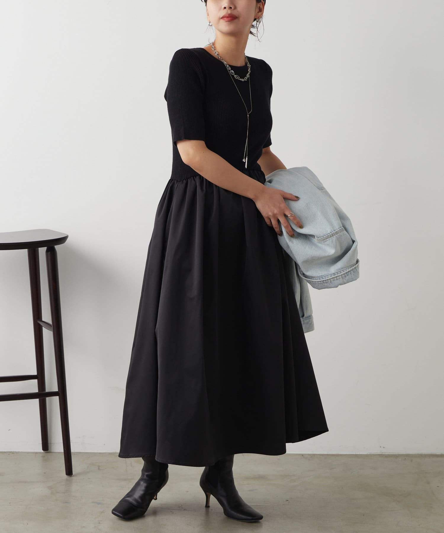 Jena　espace merveilleux(ジェナ　エスパスメルヴェイユ) 【春バージョン】ニットドッキングワンピース