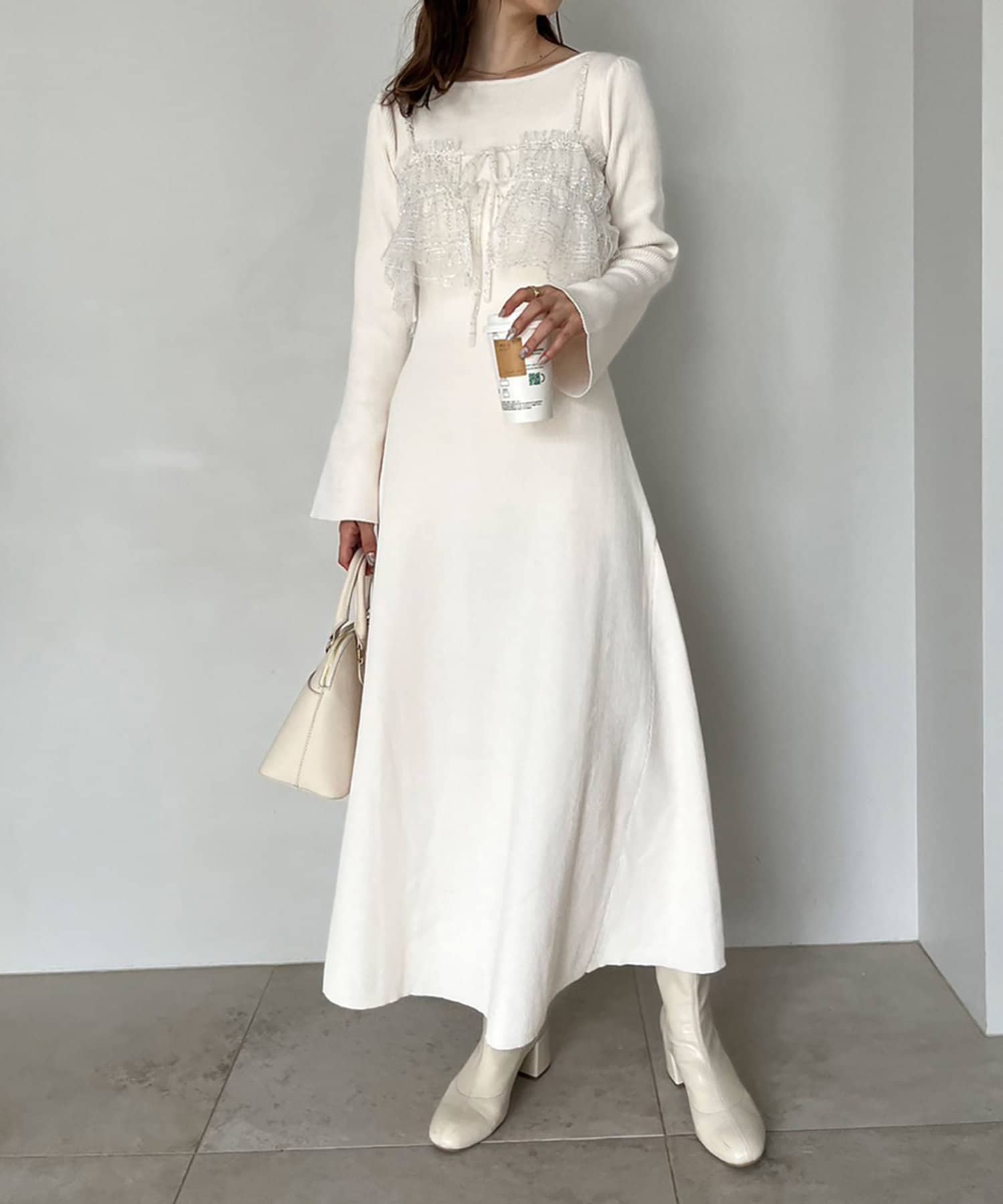 one after another】ビスチェセットニットワンピ | NICE CLAUP / OLIVE