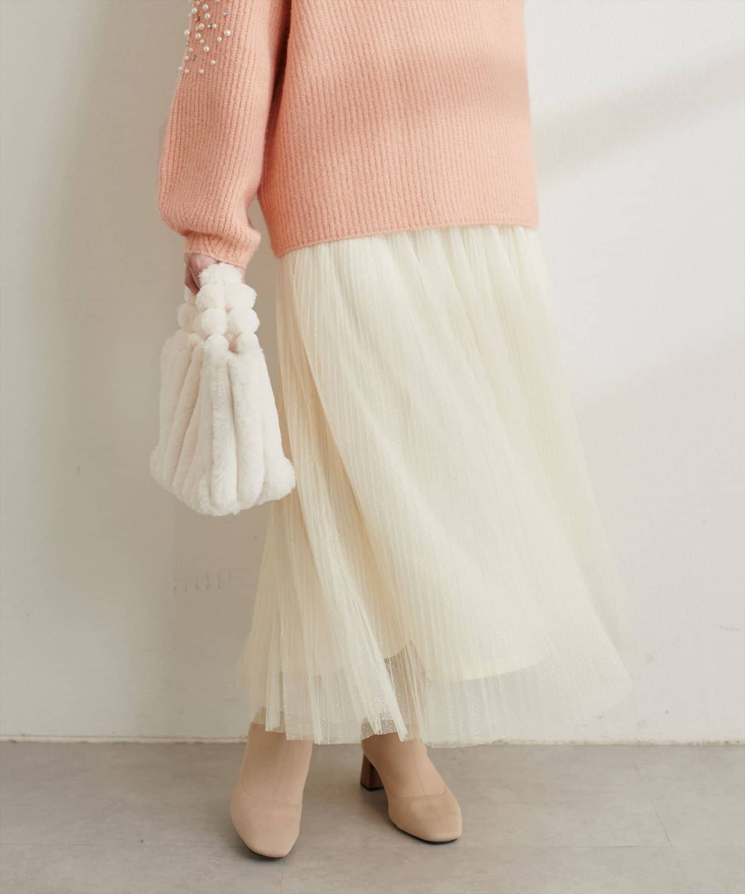 ラメチュールプリーツスカート | natural couture(ナチュラル