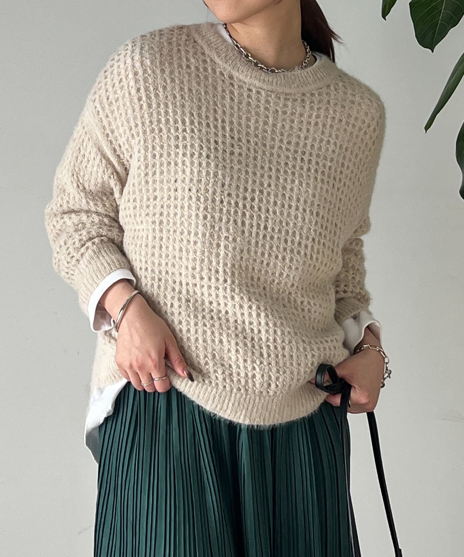 un dix cors(アンディコール) 【WEB限定】フェザーメッシュショートプルオーバー