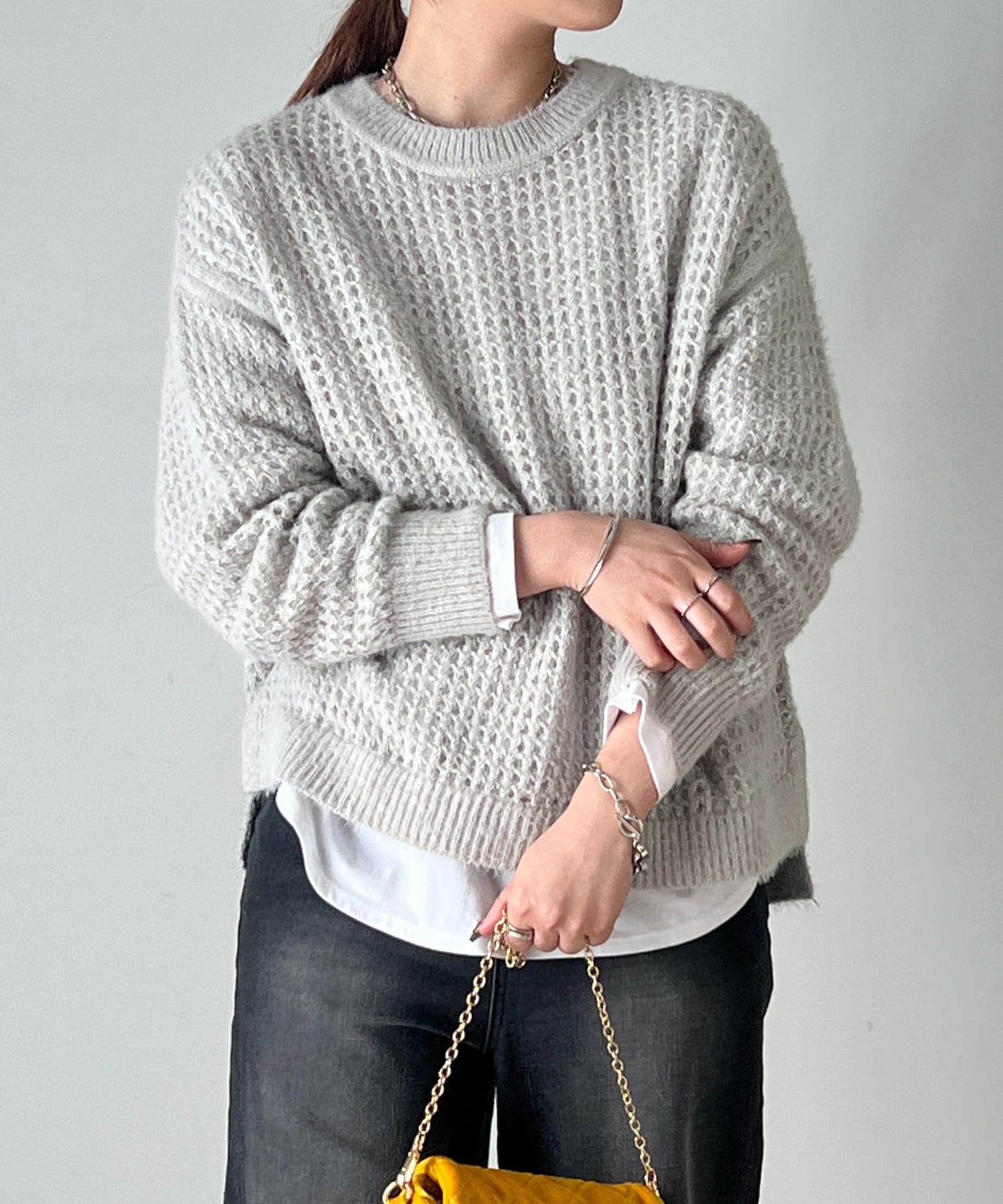 un dix cors(アンディコール) 【WEB限定】フェザーメッシュショートプルオーバー