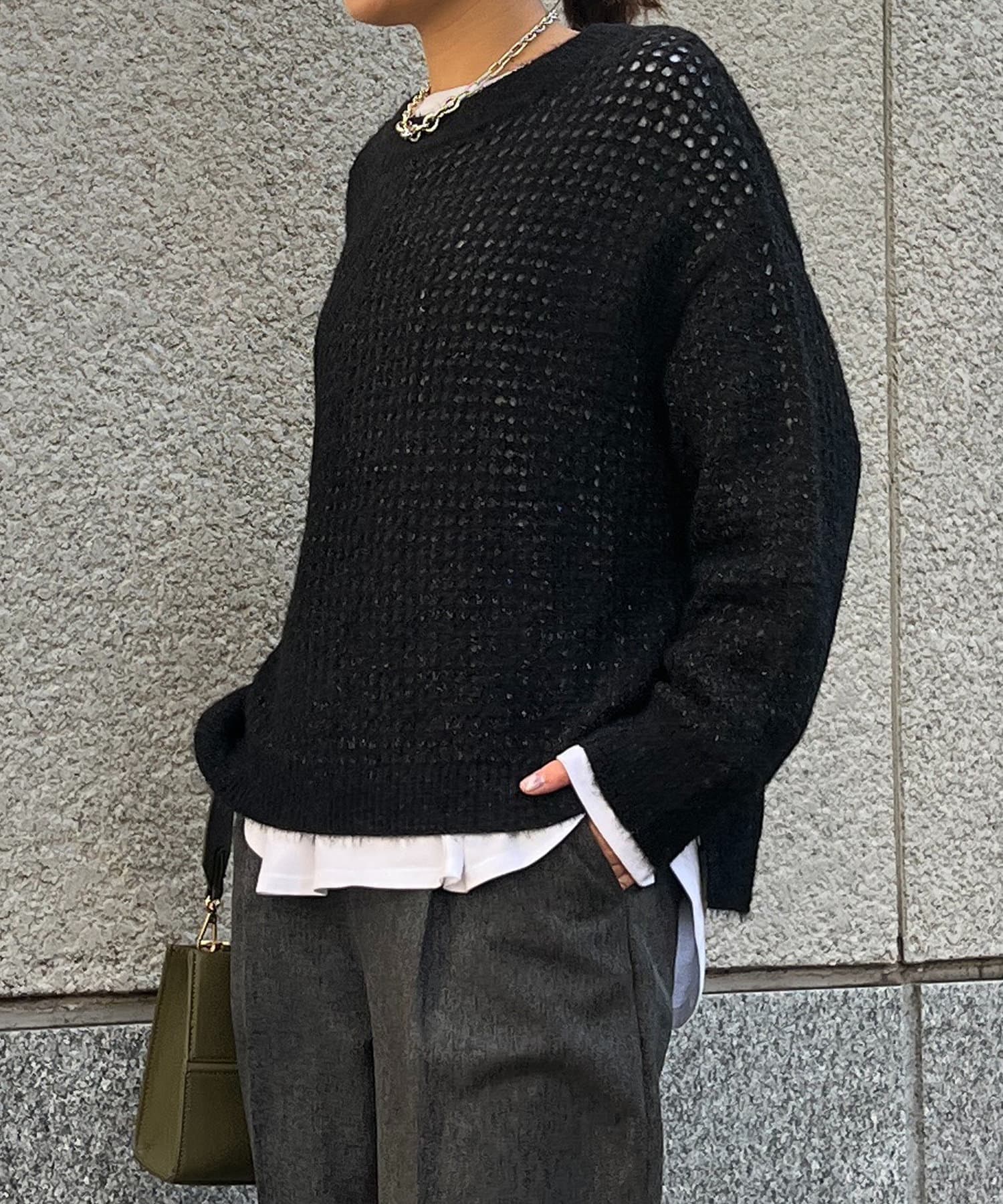 un dix cors(アンディコール) 【WEB限定】フェザーメッシュショートプルオーバー