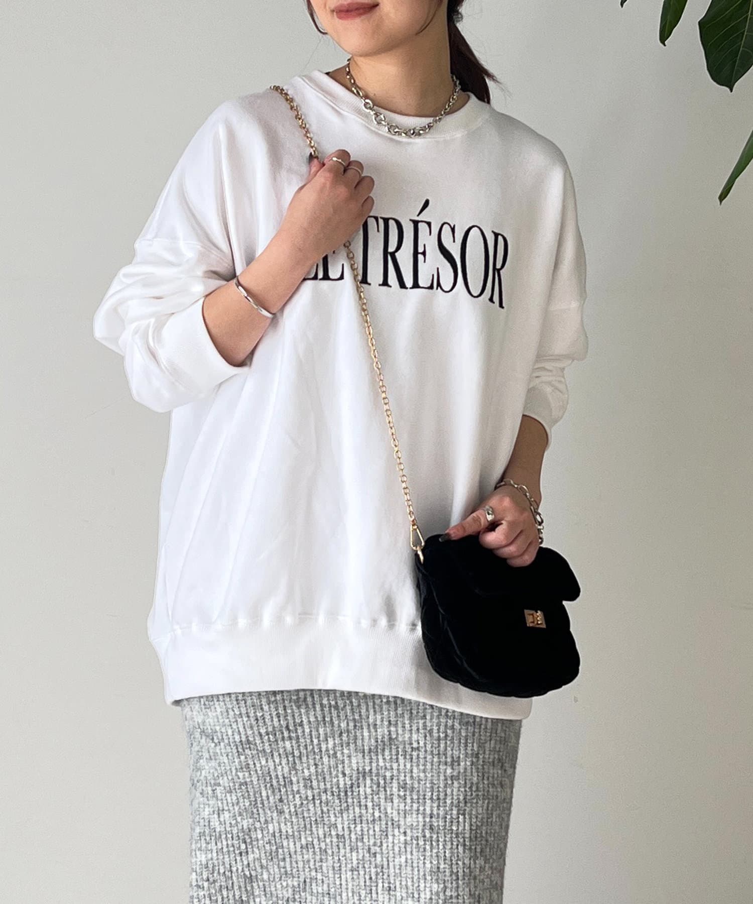 un dix cors(アンディコール) 《リラクシーに着られて体型カバーも！》刺繍ロゴスウェット