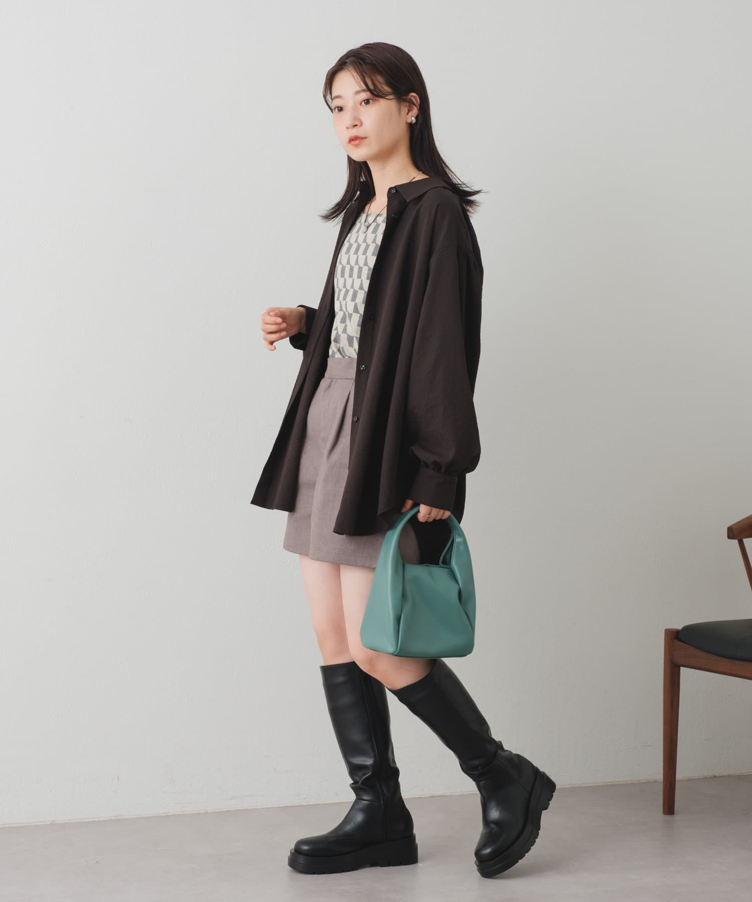 OUTLET(アウトレット) 【Kastane】バックギャザーBIGシャツ