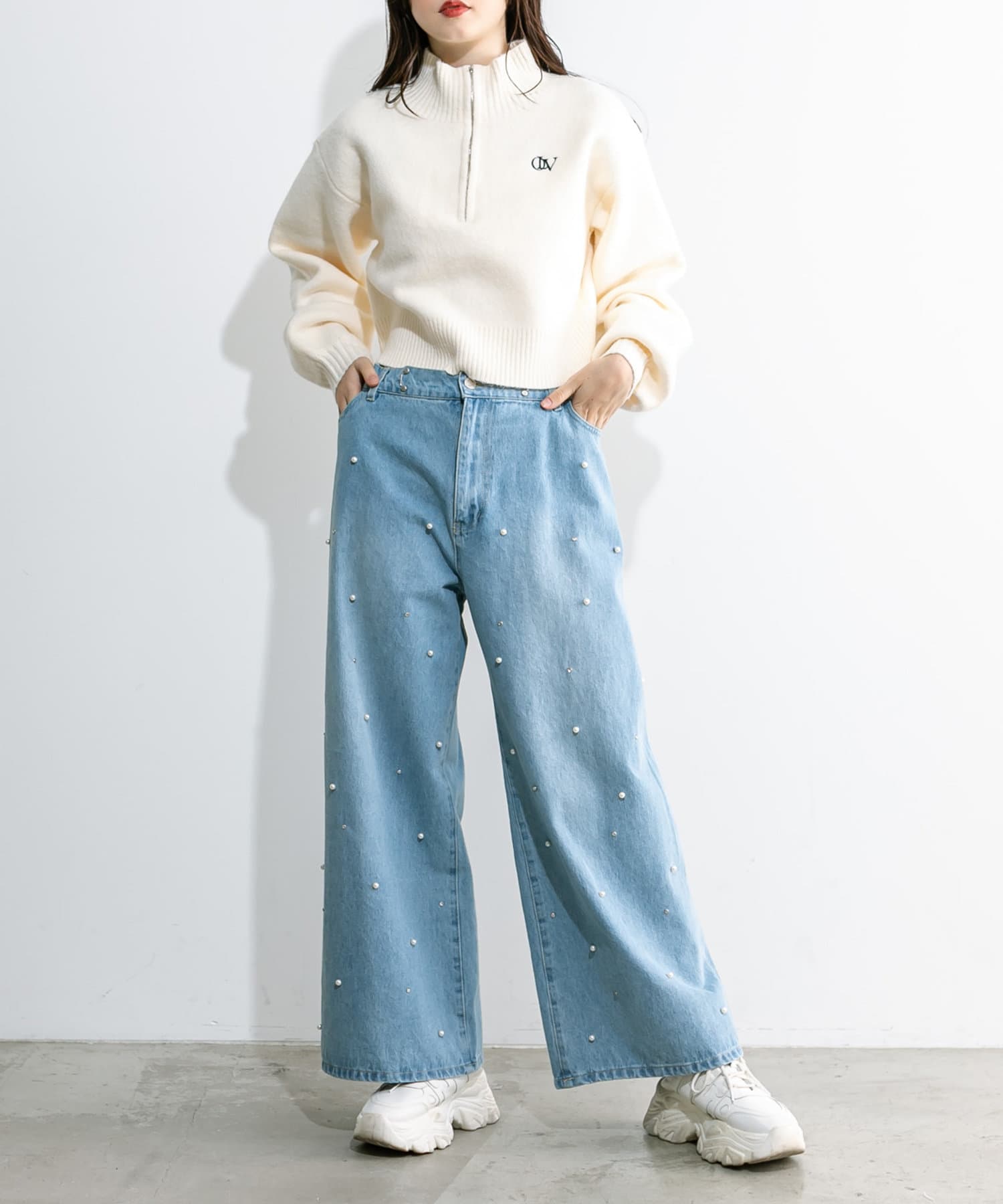Rocky Monroe セーター ニット オーバーサイズ畦編みハーフ