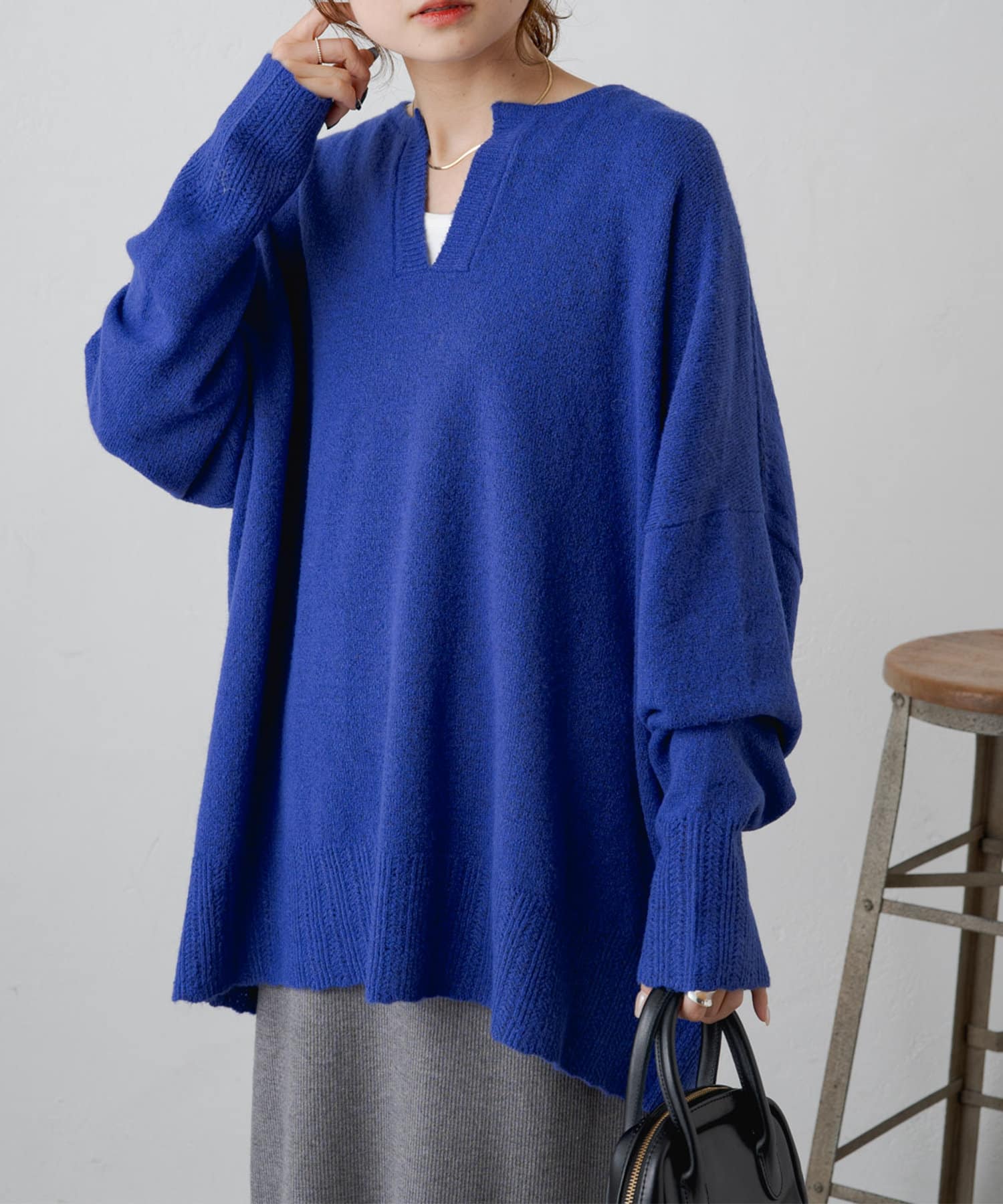 キーネックニットプルオーバー | PUAL CE CIN(ピュアルセシン