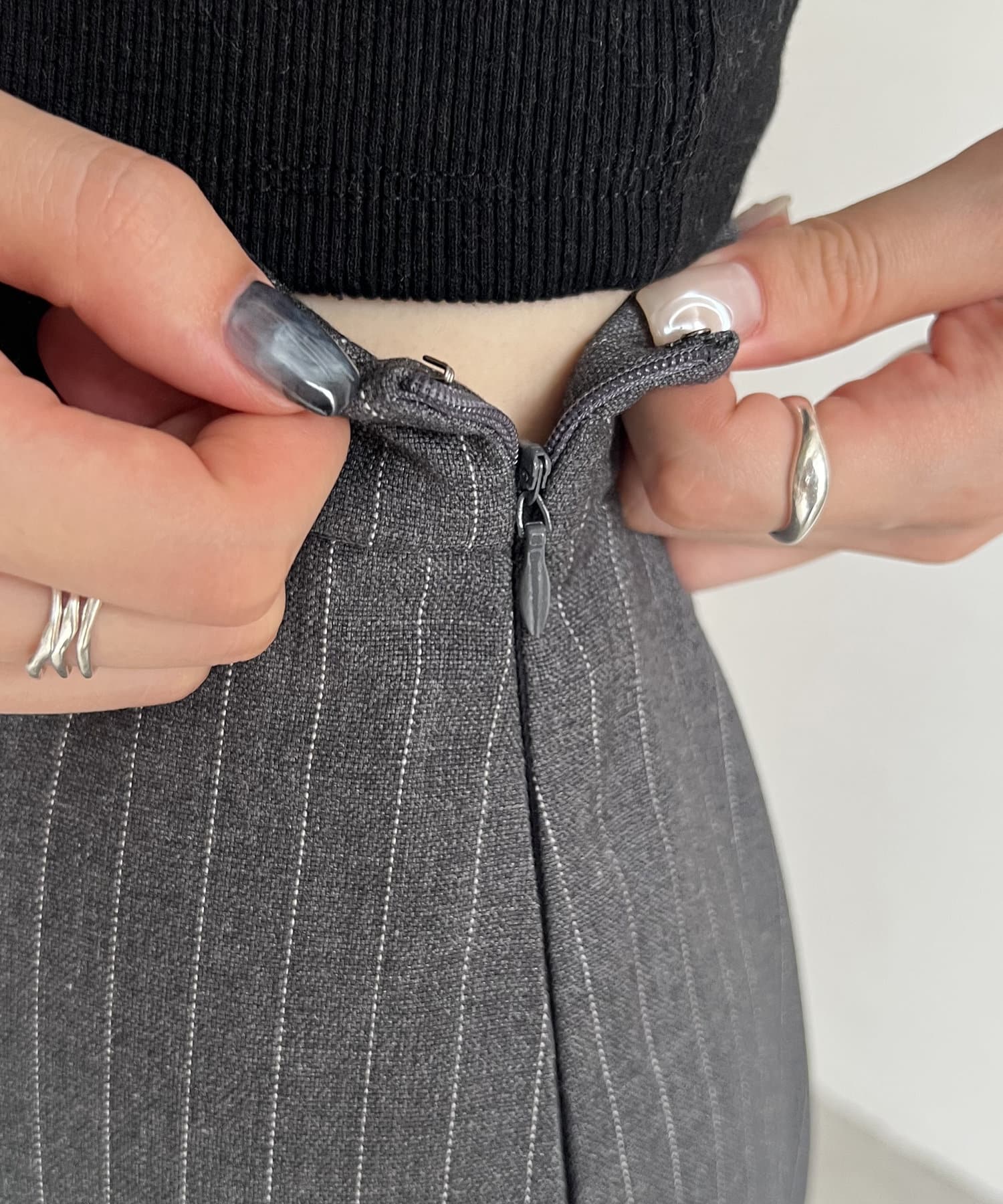 OUTLET(アウトレット) 【CAPRICIEUX LE'MAGE】ストライプ切替スカート