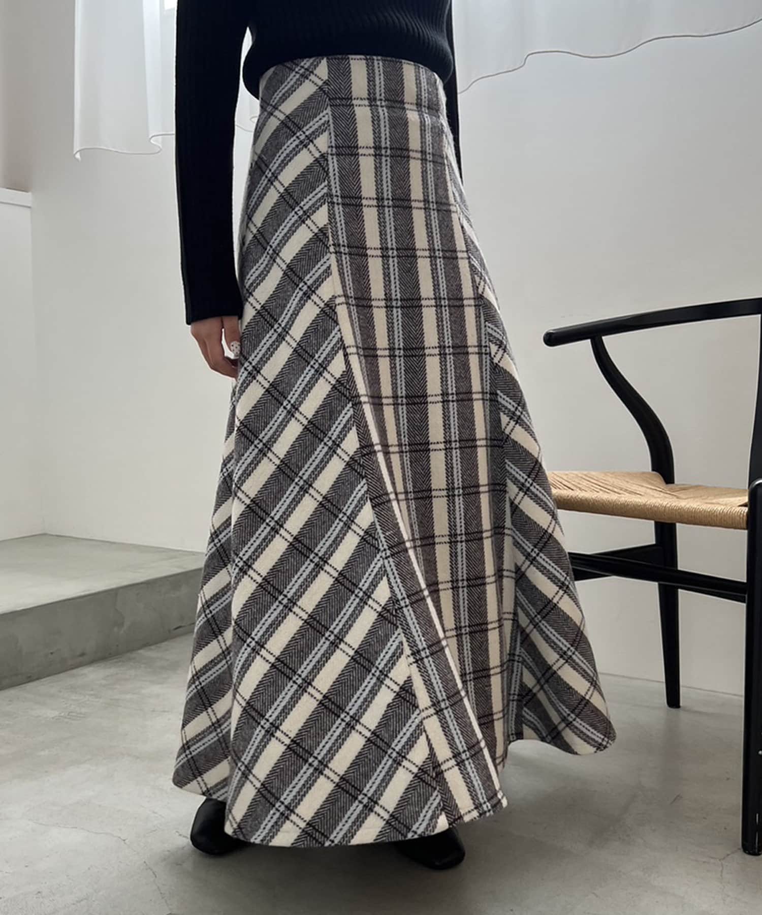 one after another】チェックロングスカート | NICE CLAUP / OLIVE des