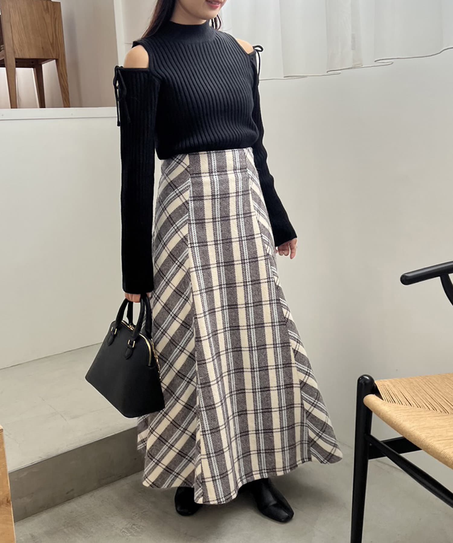 one after another】チェックロングスカート | NICE CLAUP / OLIVE des