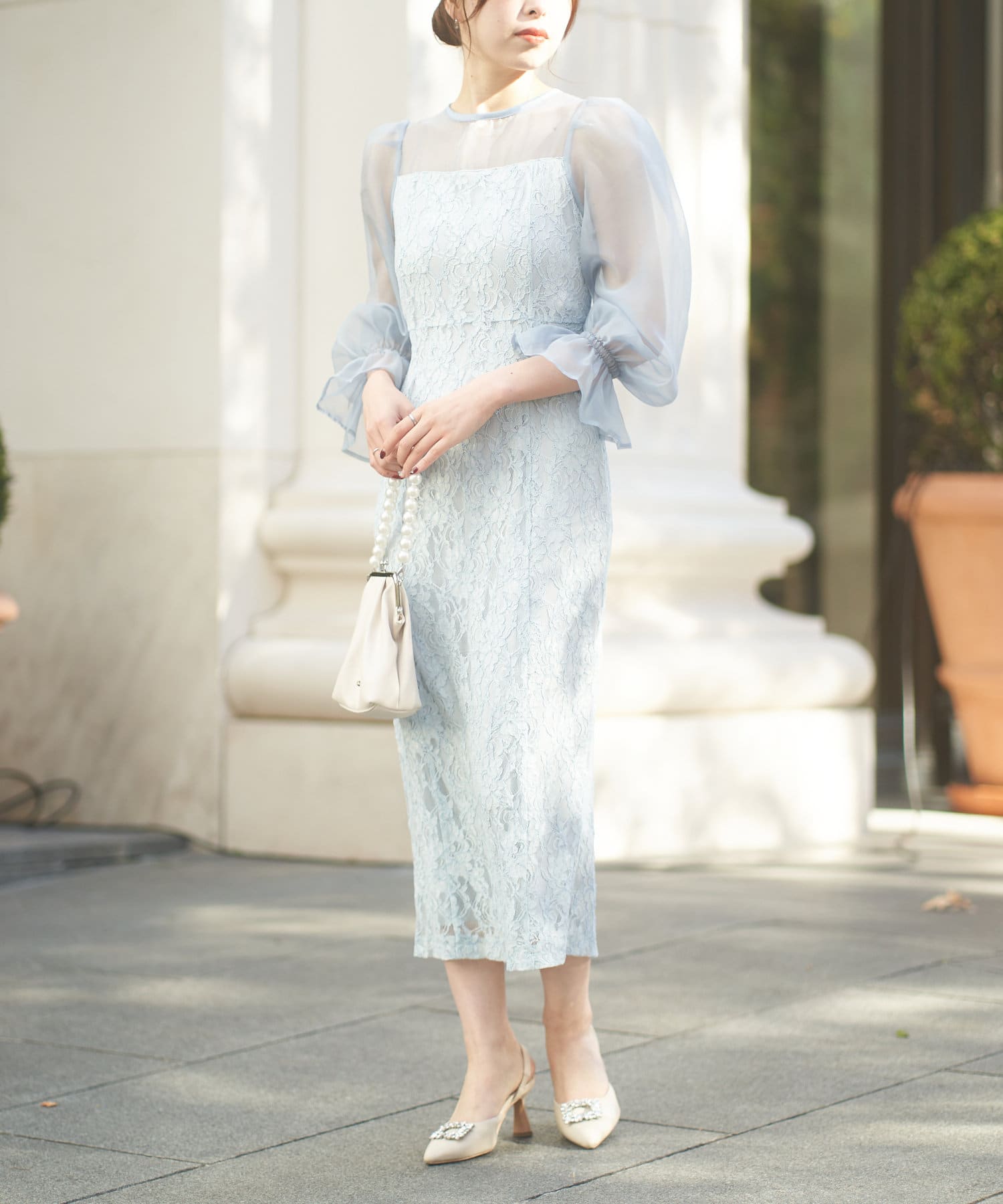 112cmチカキサダ　ワンピース　チュール　ドレス　ロングドレス　シースルー