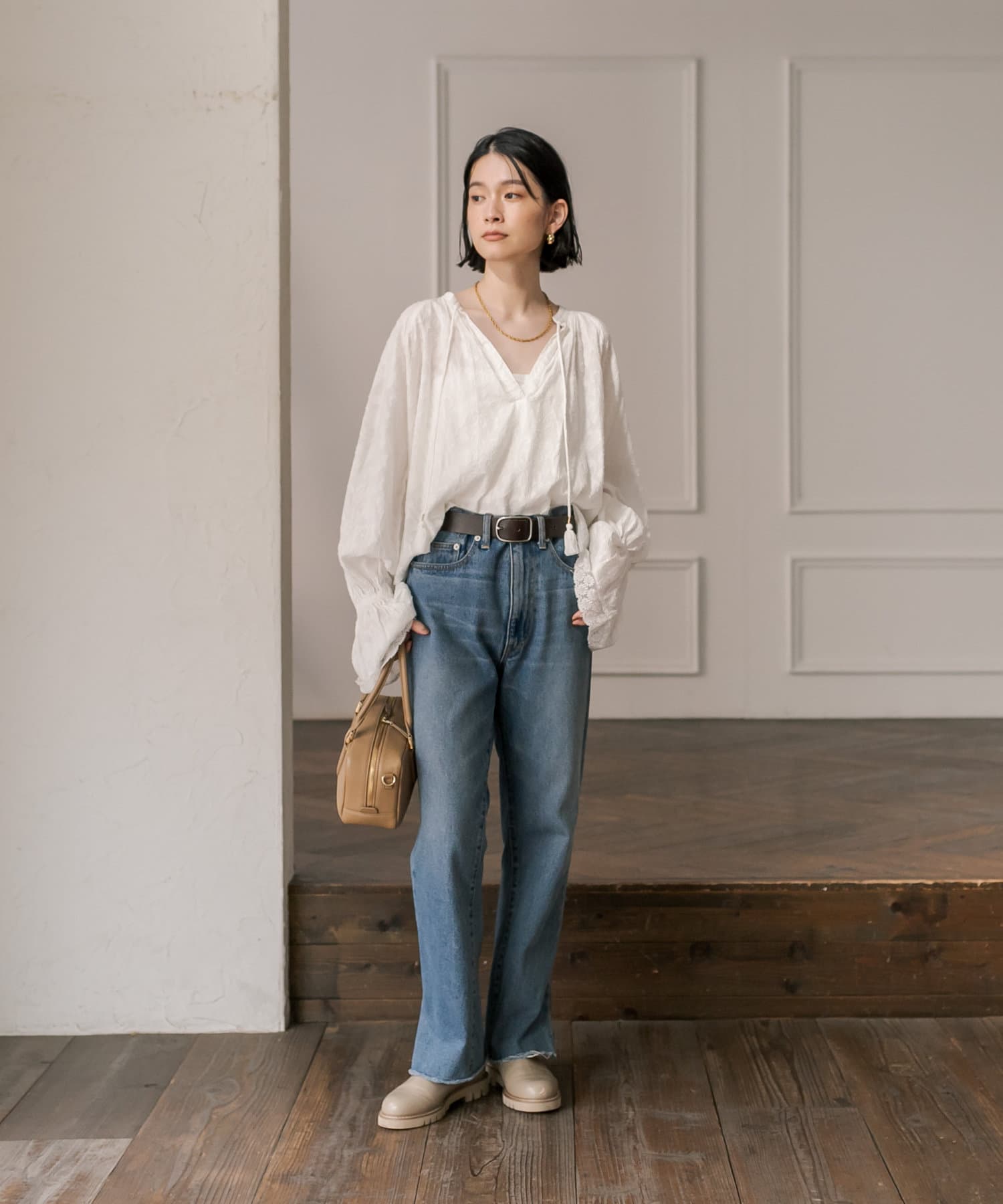 uncrave カットジャガードブラウス セール】カットジャガードブラウス（シャツ/ブラウス）｜Limue